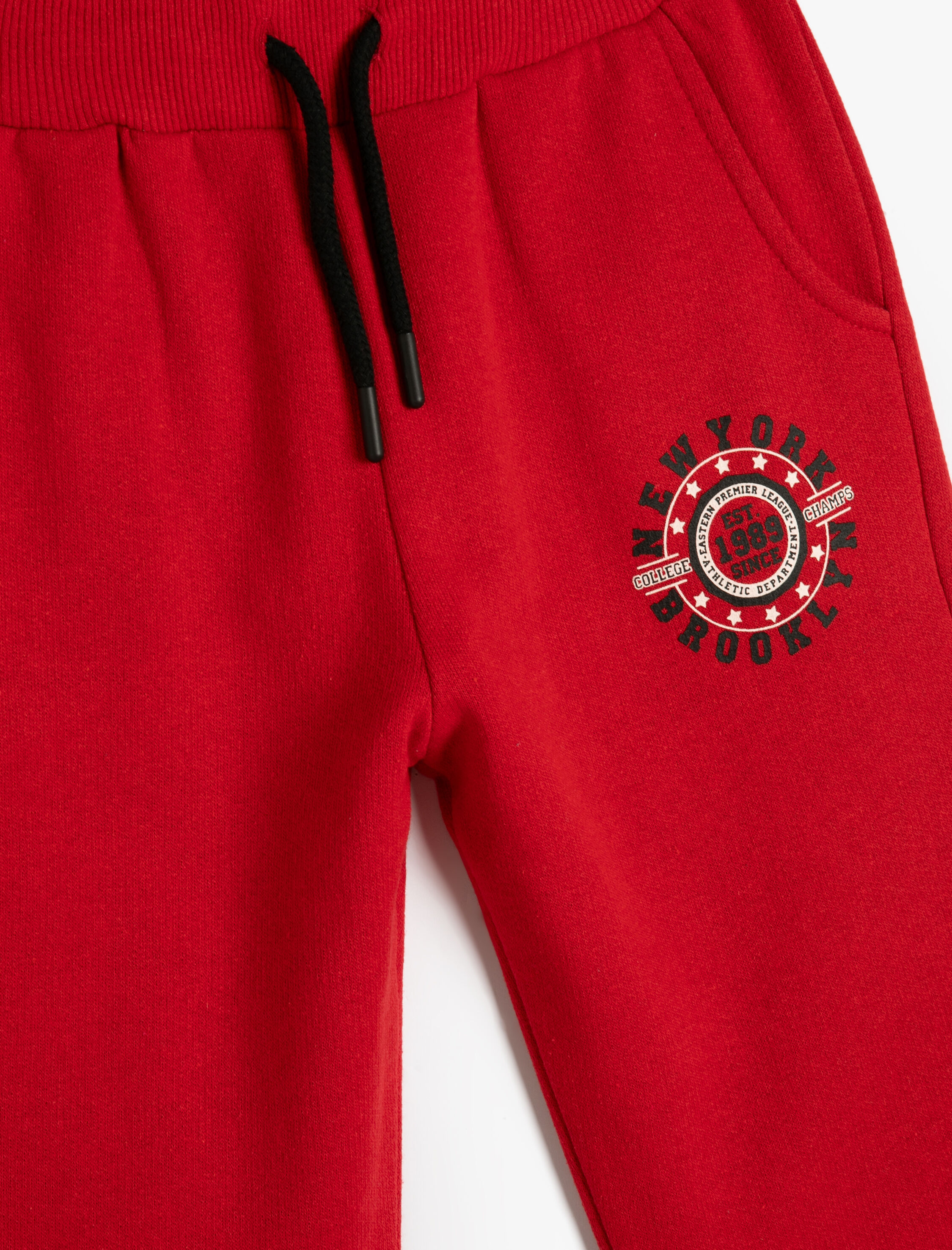  Erkek Çocuk Jogger Eşofman Altı Cepli Beli Bağlamalı Baskı Detaylı Şardonlu