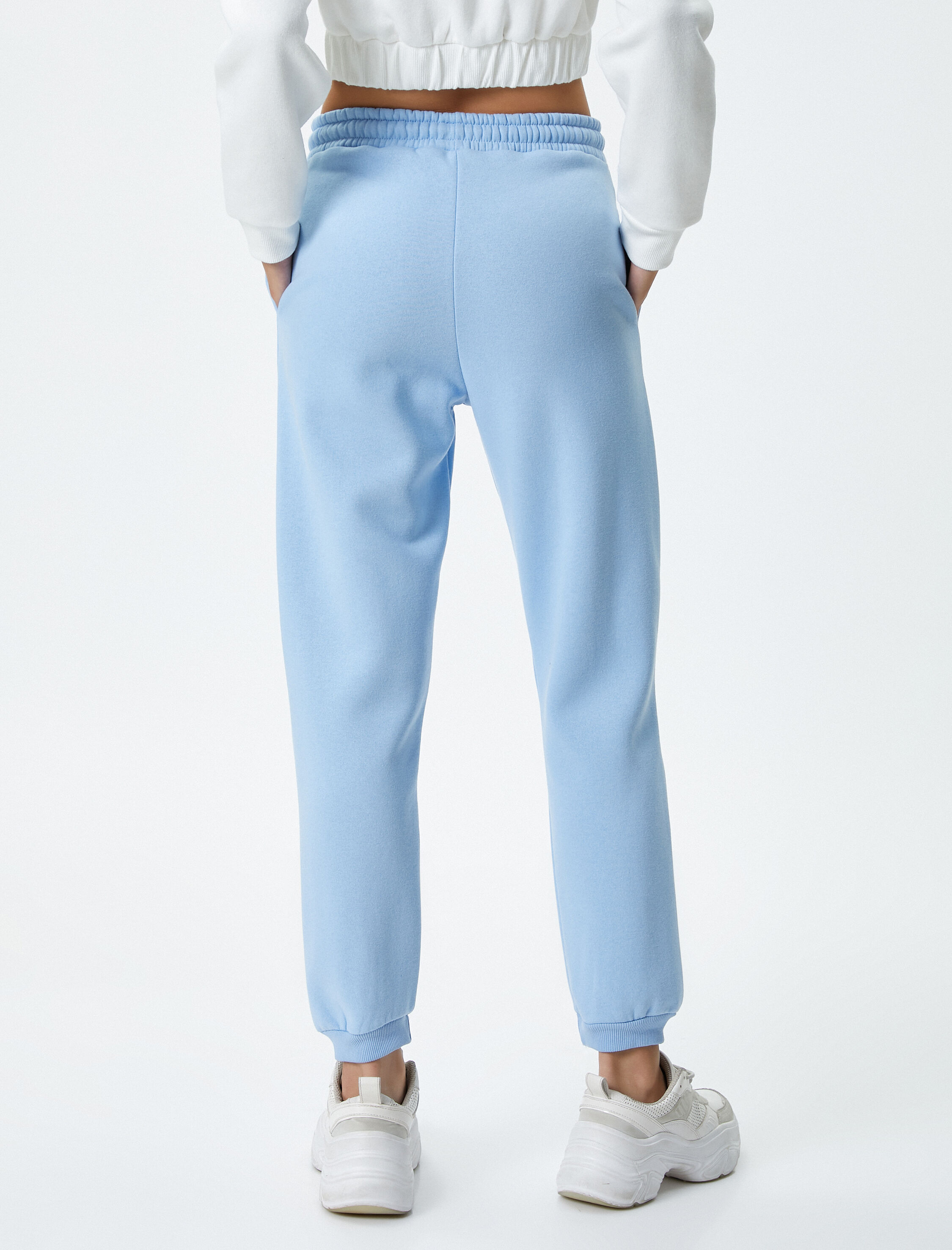   Jogger Rahat Kesim Eşofman Altı Şardonlu Cepli Baskı Detaylı Pamuk Karışımlı