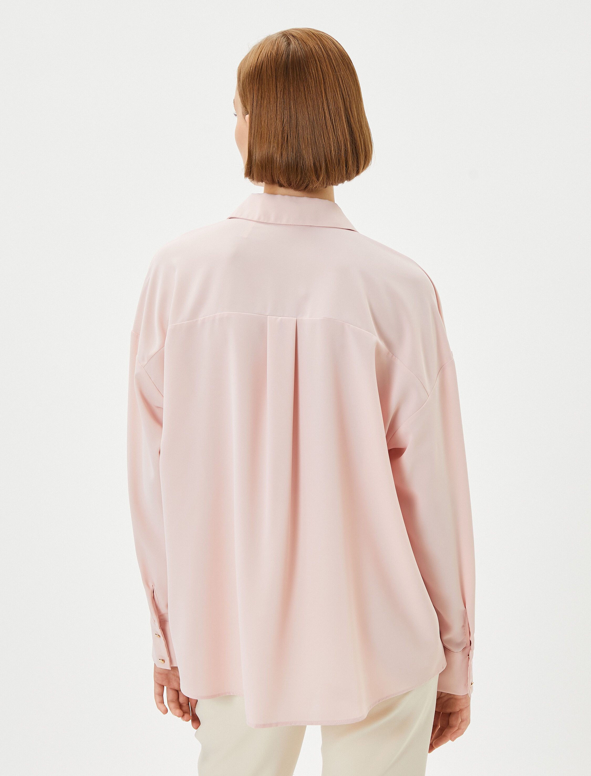   Uzun Kollu Gömlek Düğmeli Klasik Yaka