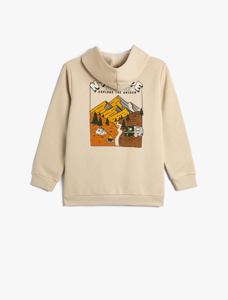  Erkek Çocuk Basic Kapşonlu Sweatshirt Uzun Kollu İşleme Detaylı Şardonlu