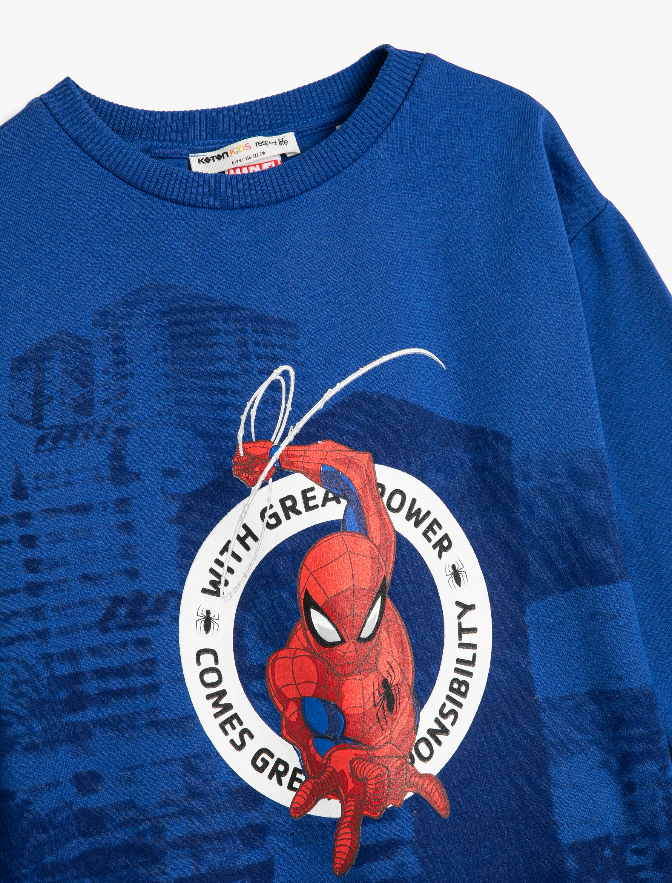  Erkek Çocuk Örümcek Adam Sweatshirt Lisanslı Uzun Kollu Bisiklet Yaka Şardonlu