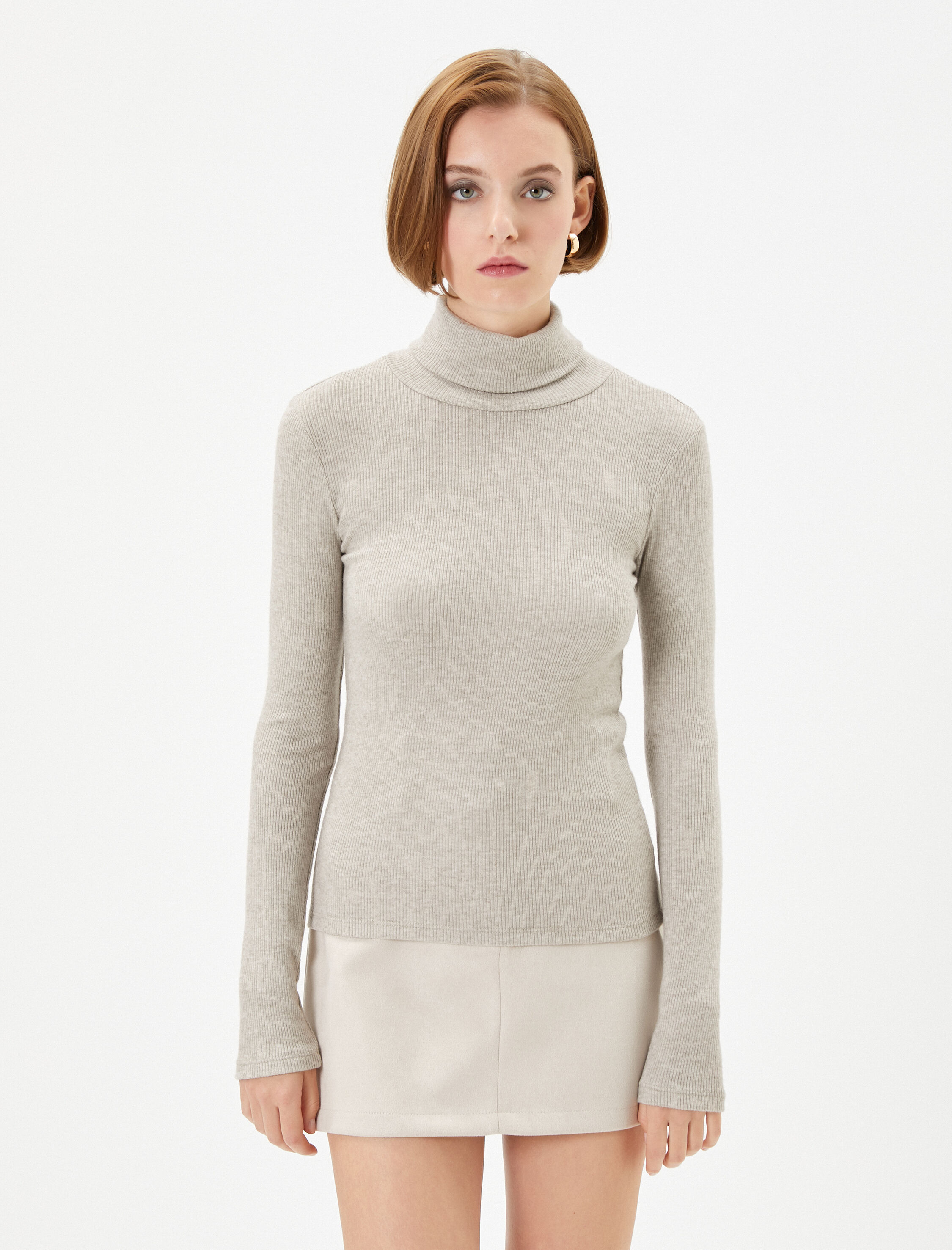   Balıkçı Yaka Body Fitilli Uzun Kollu