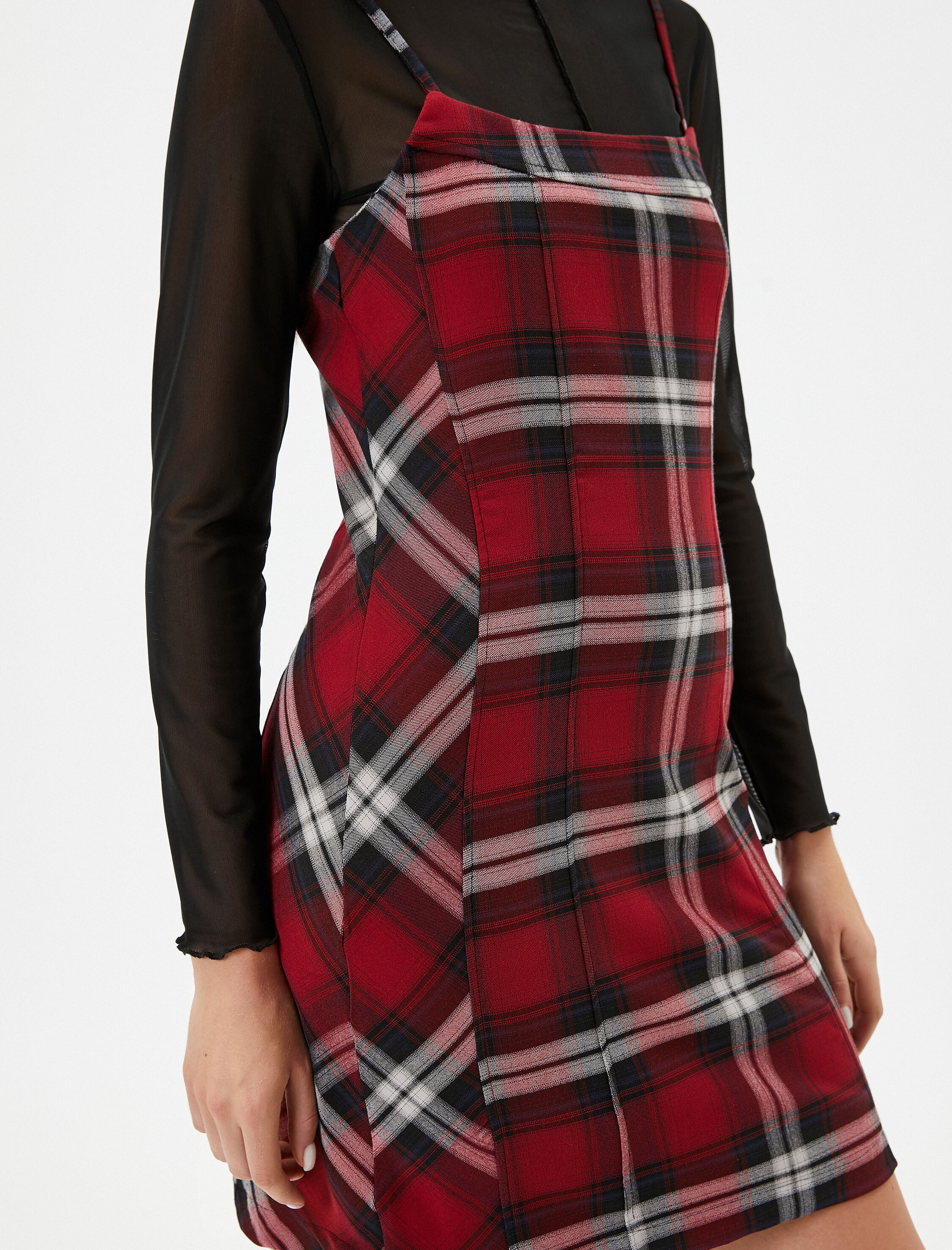 Mini Salopet Elbise İnce Askılı Slim Fit
