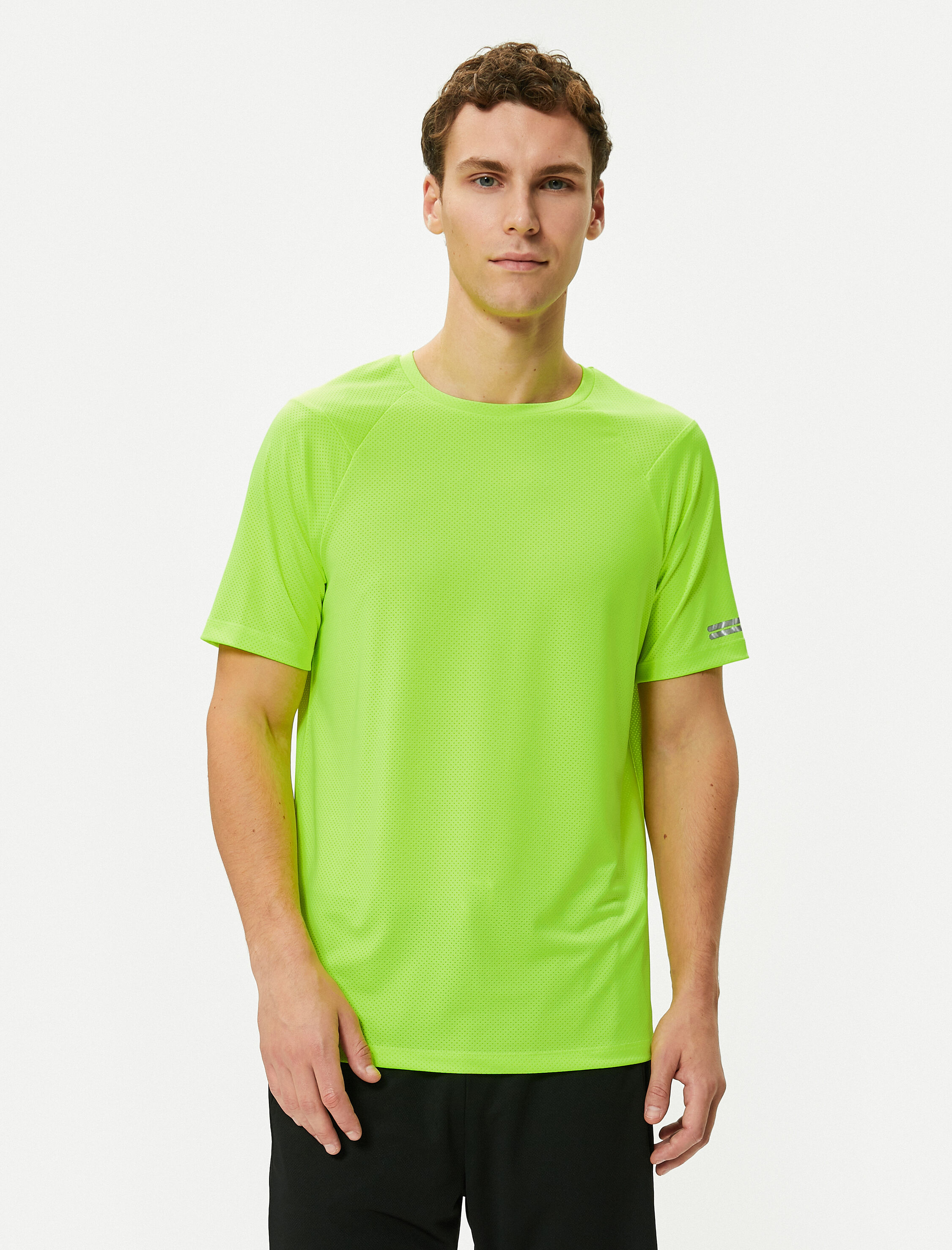 Spor Tişört Arkası Slogan Baskılı Bisiklet Yaka Reglan Kollu