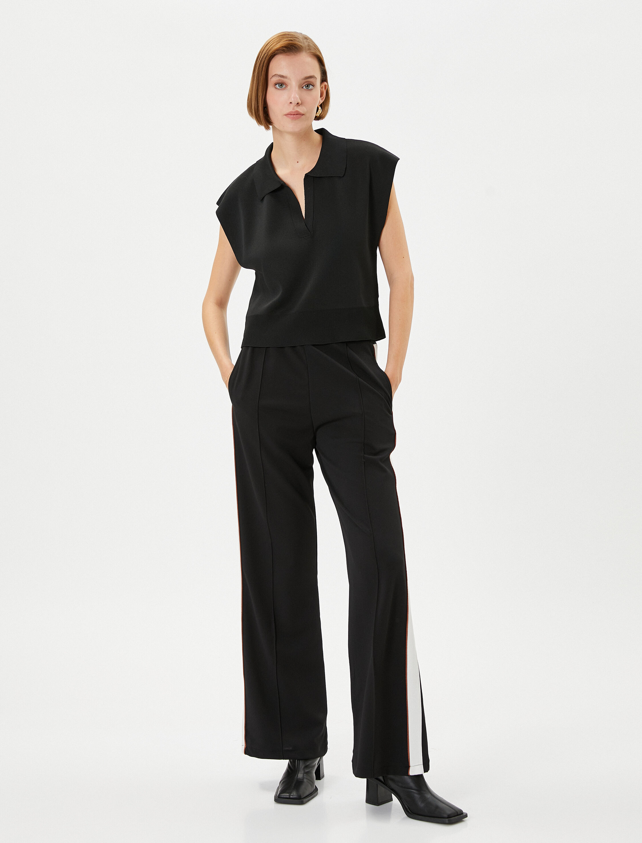   Beli Bağcıklı Pantolon Şerit Detaylı Cepli