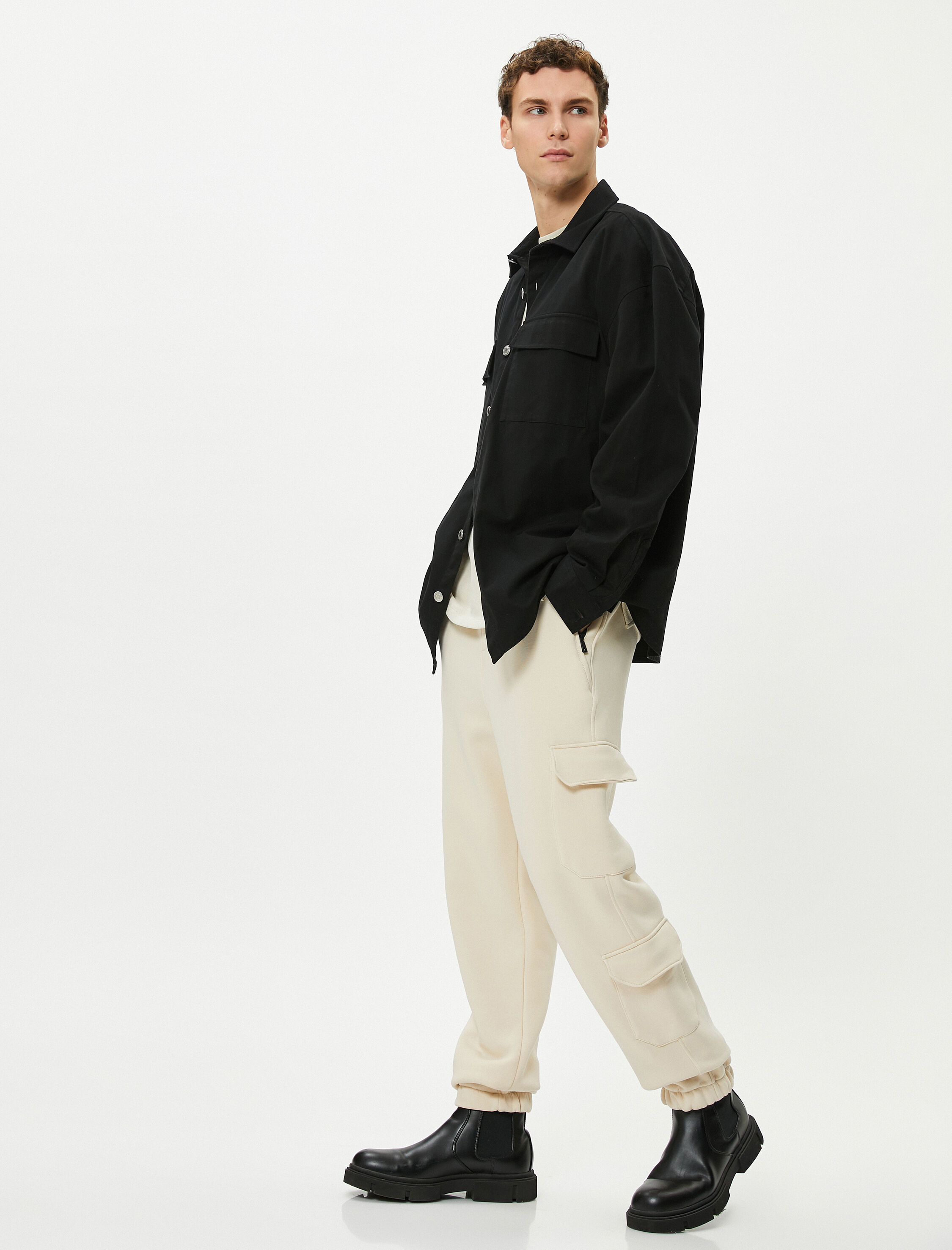   Kargo Eşofman Altı Jogger Beli Bağcıklı Cep Detaylı Şardonlu