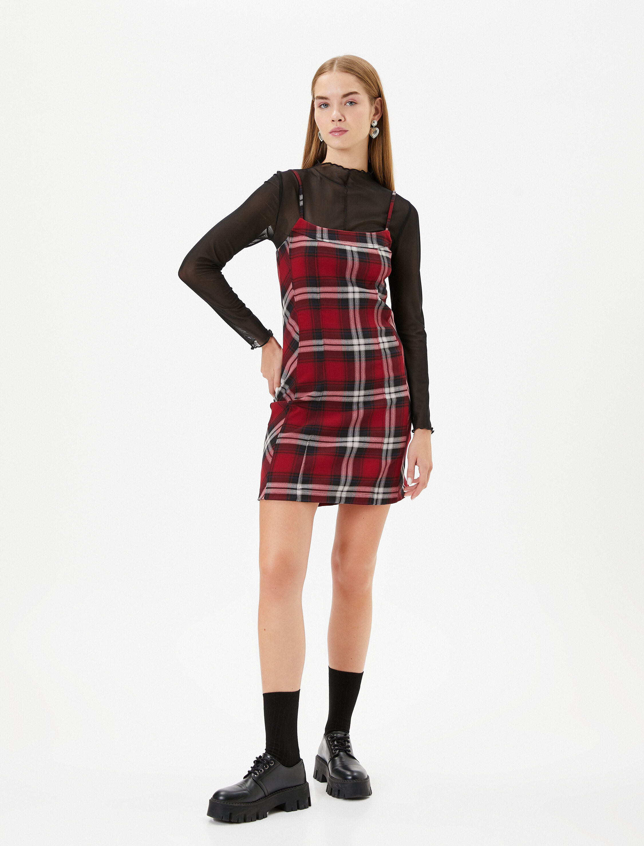 Mini Salopet Elbise İnce Askılı Slim Fit
