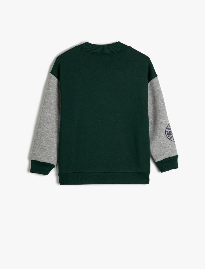 Erkek Çocuk Kolej Ceket Aplike Detaylı Baskılı Cepli Çıtçıt Kapamalı Şardonlu