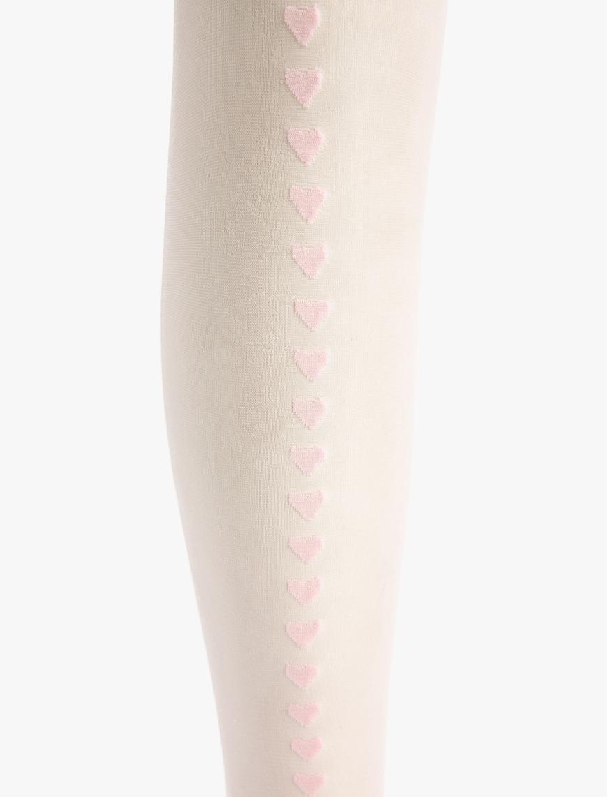  Kız Çocuk Külotlu Çorap Kalp Detaylı 20 den