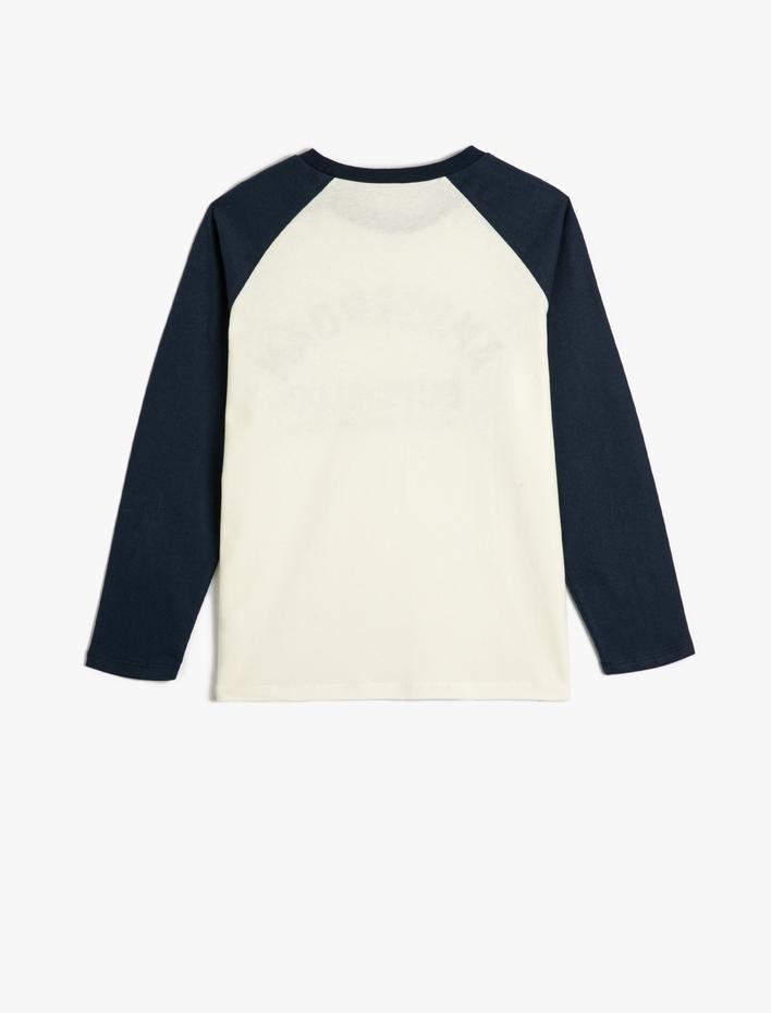 Erkek Çocuk Kolej Tişört Uzun Kollu Bisiklet Yaka Baskı Detaylı Pamuklu