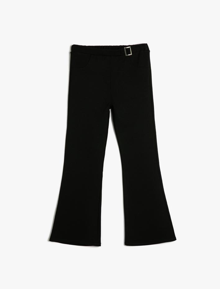 Kız Çocuk İspanyol Paça Pantolon Toka Detaylı