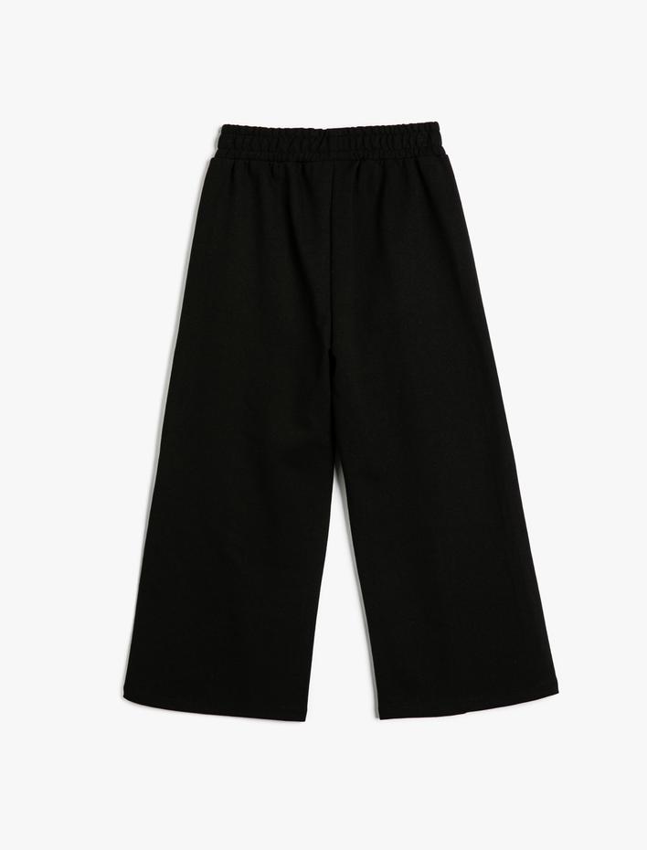 Kız Çocuk Eşofman Altı Geniş Paça Beli Lastikli Şardonlu