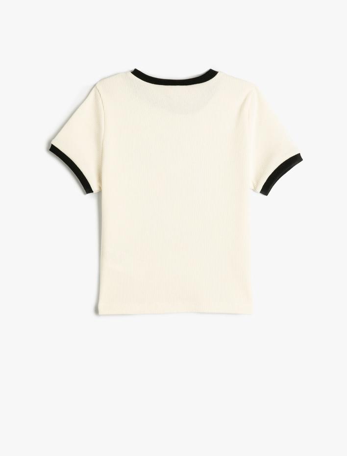 Kız Çocuk Tişört Kısa Kollu Bisiklet Yaka  Kelebek Baskı Detaylı Pamuklu