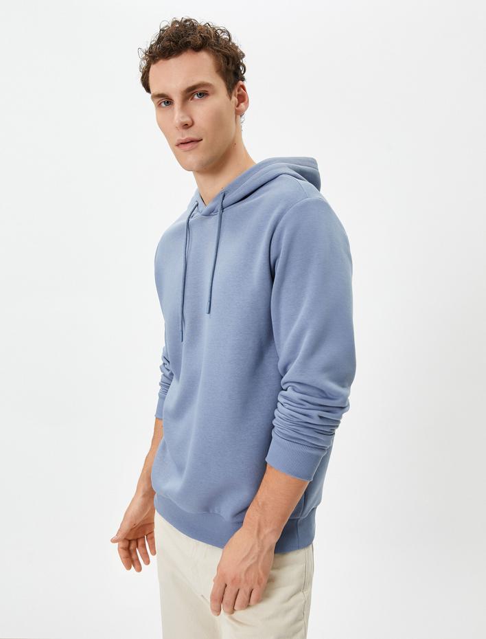  Basic Kapşonlu Sweat Uzun Kollu Şardonlu