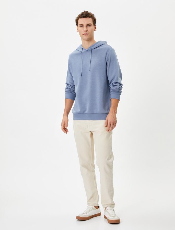  Basic Kapşonlu Sweat Uzun Kollu Şardonlu