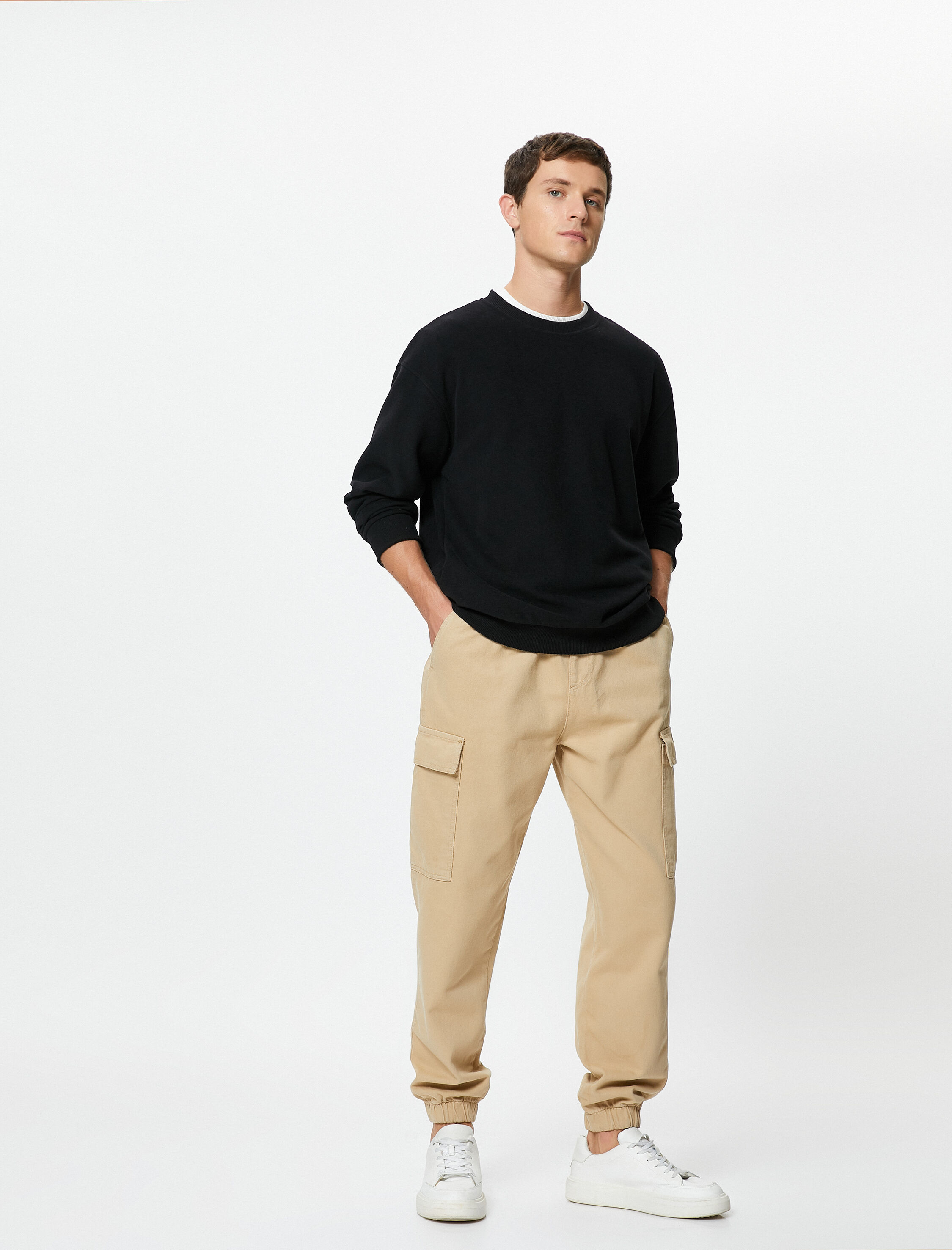   Boru Paça Pantolon Gabardin Beş Cepli Düğmeli Pamuklu