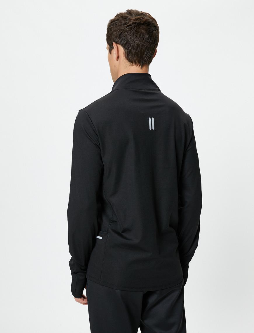   Spor Sweatshirt Yarım Fermuarlı Telefon Cebi Detaylı
