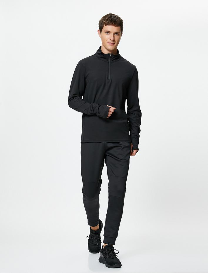  Spor Sweatshirt Yarım Fermuarlı Telefon Cebi Detaylı