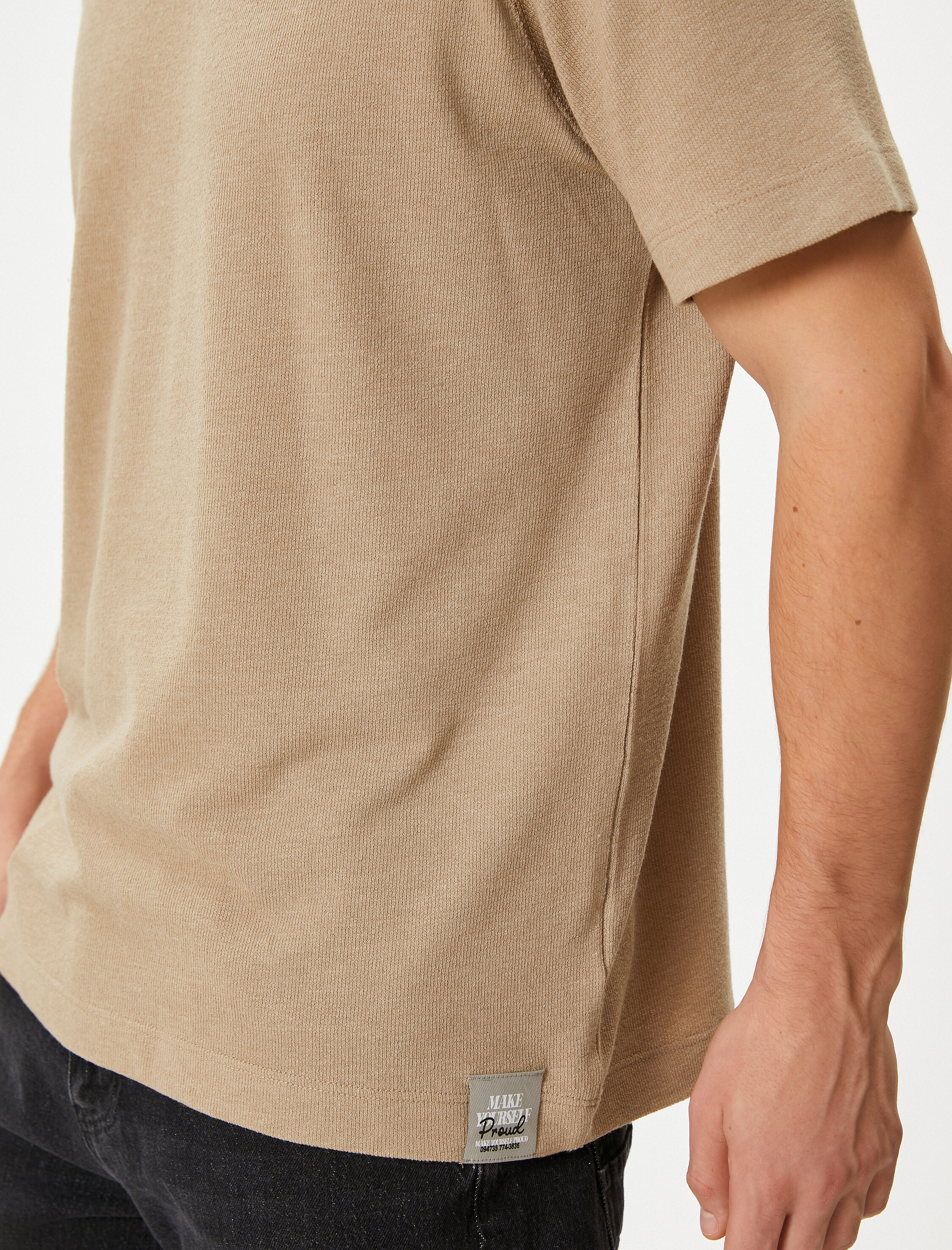   Kaşkorse Tişört Bisiklet Yaka Kısa Kollu Dokulu