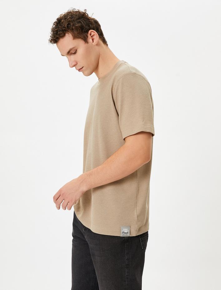  Kaşkorse Tişört Bisiklet Yaka Kısa Kollu Dokulu