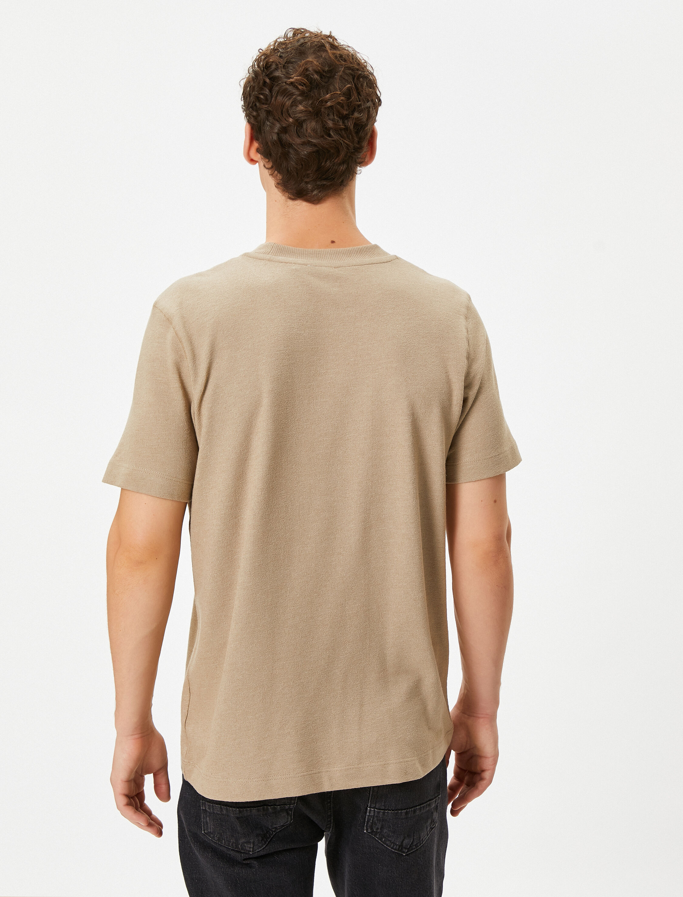   Kaşkorse Tişört Bisiklet Yaka Kısa Kollu Dokulu