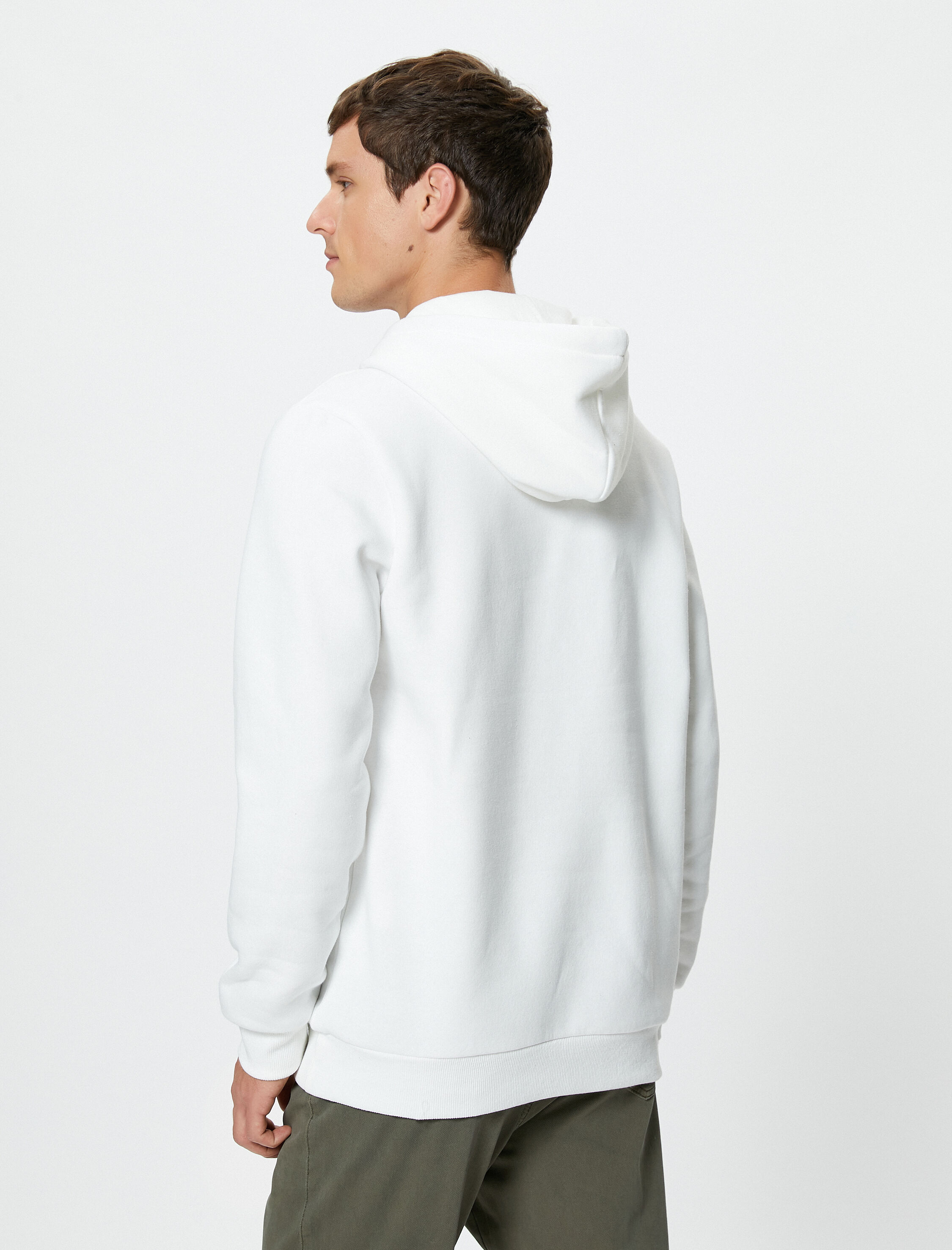   Basic Kapşonlu Sweatshirt Uzun Kollu Ribanalı Şardonlu