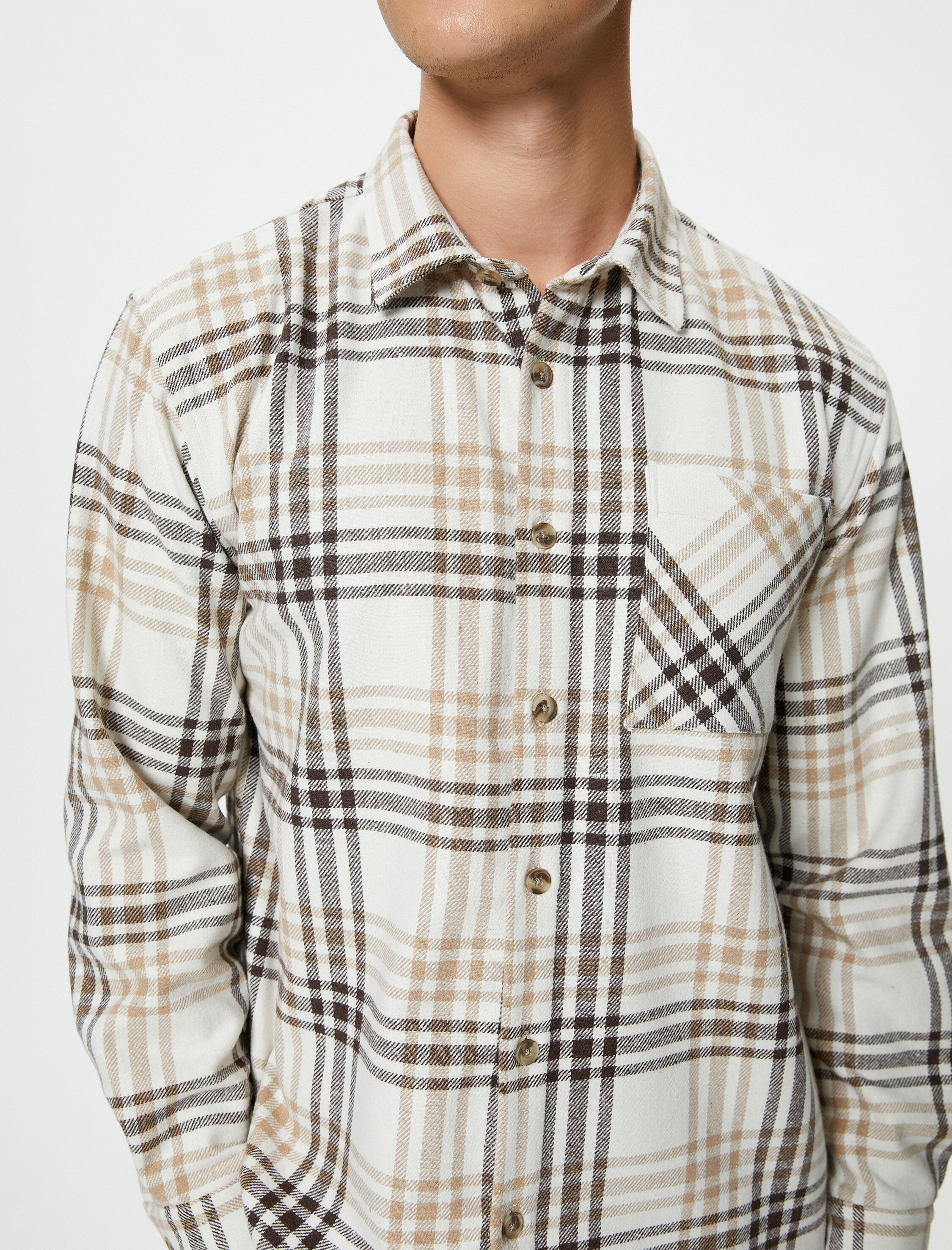   Oduncu Gömleği Cep Detaylı Klasik Yaka Uzun Kollu