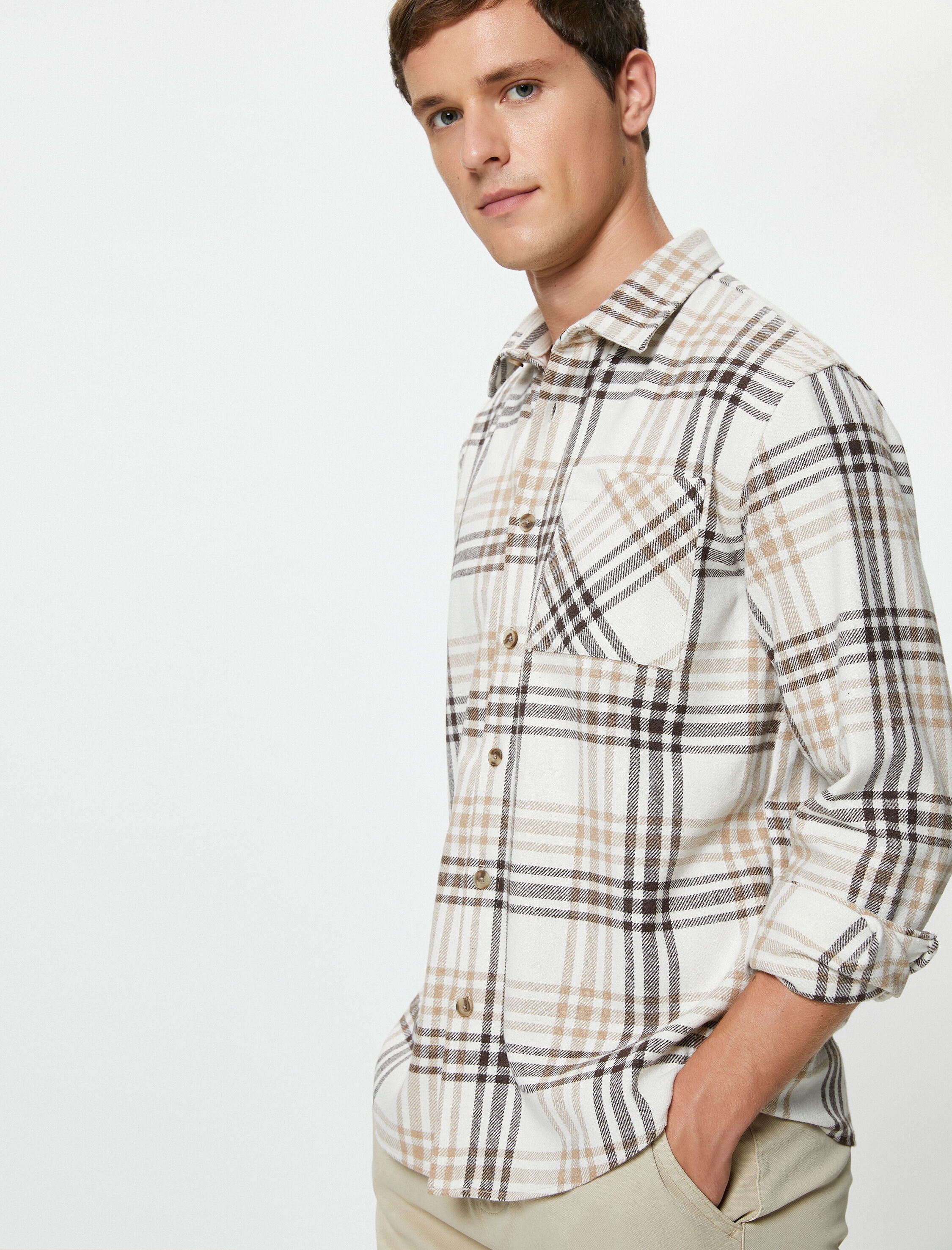   Oduncu Gömleği Cep Detaylı Klasik Yaka Uzun Kollu