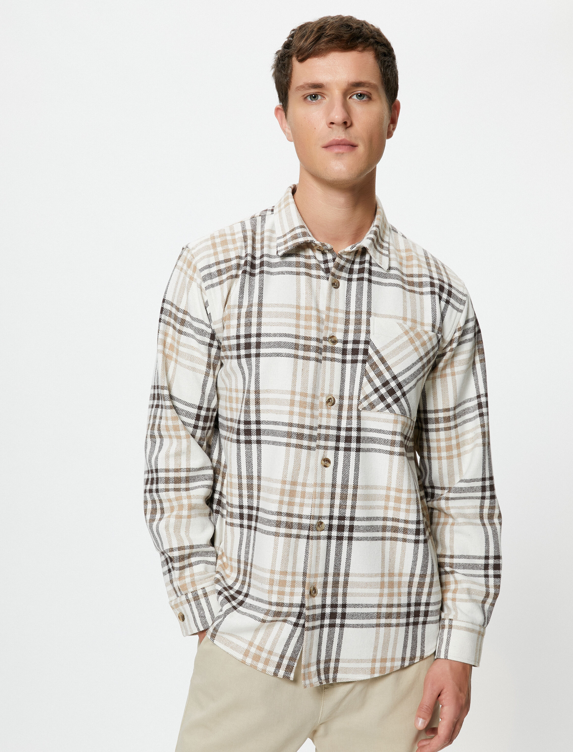   Oduncu Gömleği Cep Detaylı Klasik Yaka Uzun Kollu