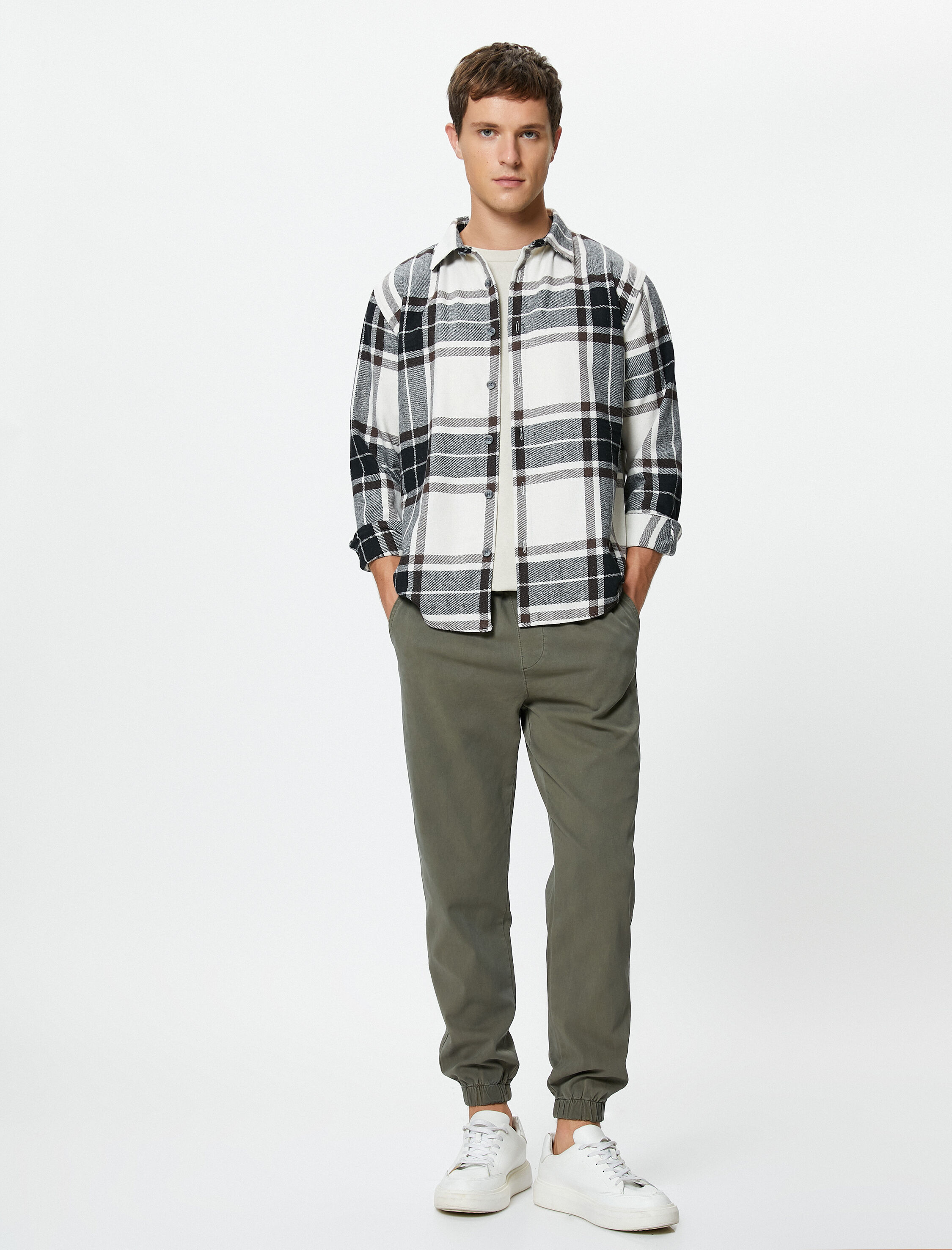 Oduncu Gömleği Düğmeli Klasik Yaka Uzun Kollu