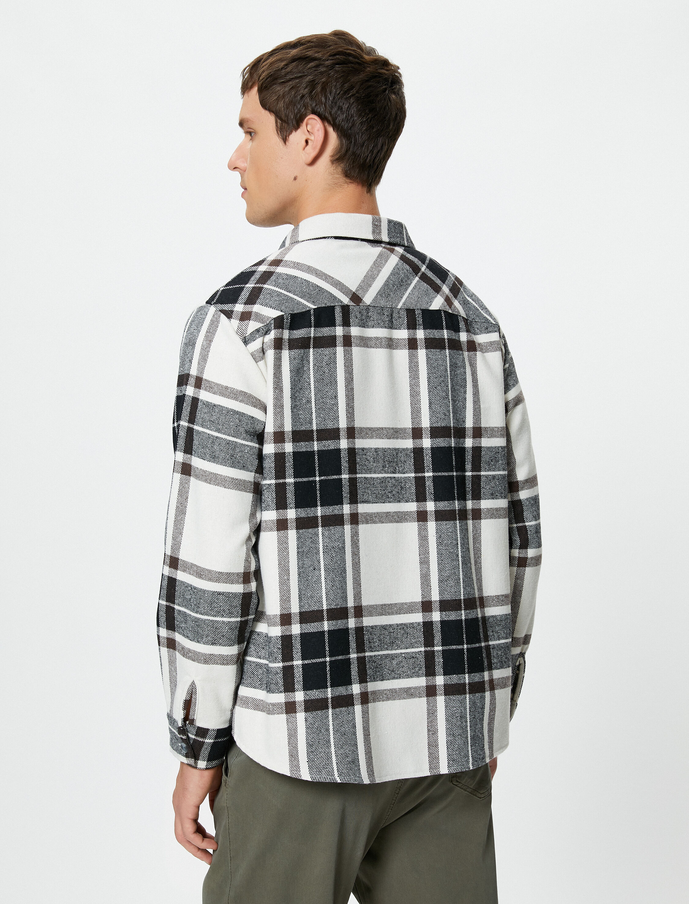 Oduncu Gömleği Düğmeli Klasik Yaka Uzun Kollu