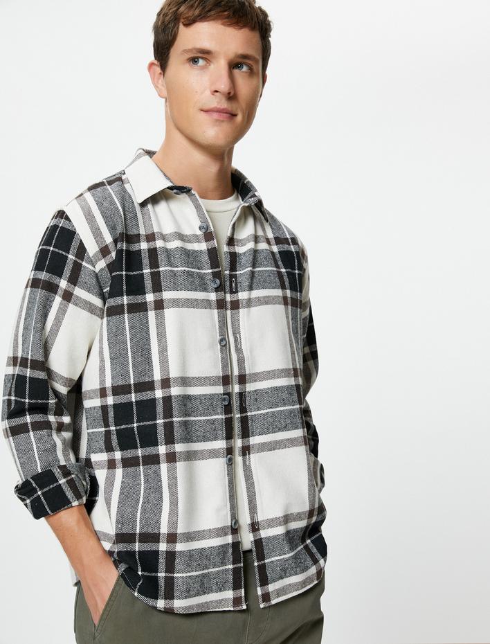  Oduncu Gömleği Düğmeli Klasik Yaka Uzun Kollu