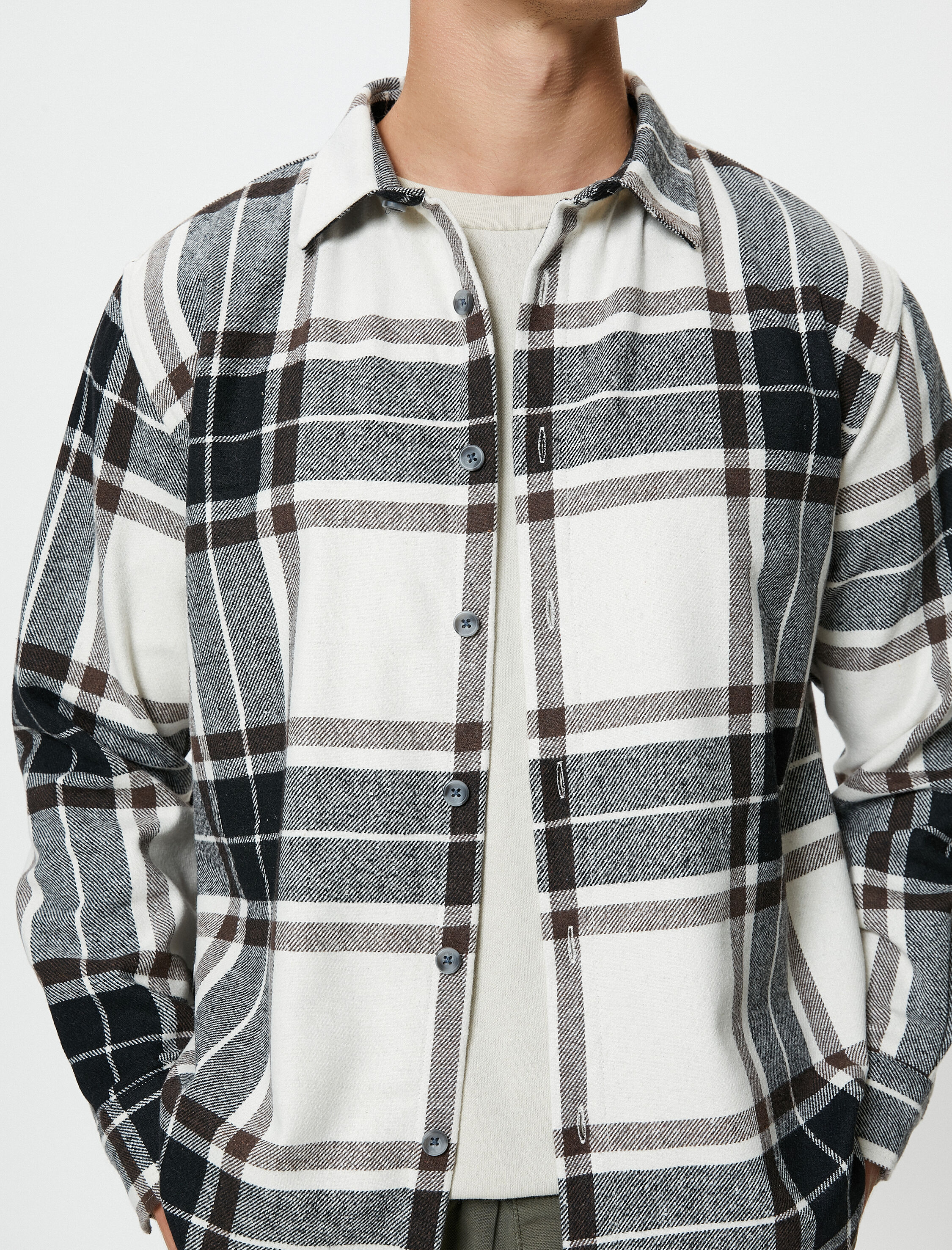 Oduncu Gömleği Düğmeli Klasik Yaka Uzun Kollu