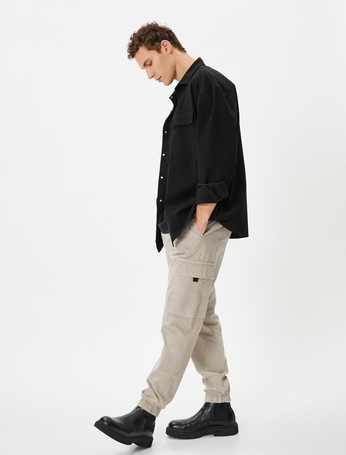  Kargo Jogger Pantolon Beli Bağcıklı Cep Detaylı Pamuklu