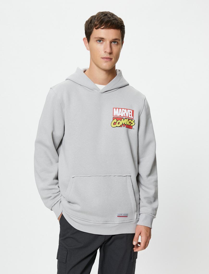   Marvel Oversize Hoodie Kanguru Cepli Lisanslı Baskılı