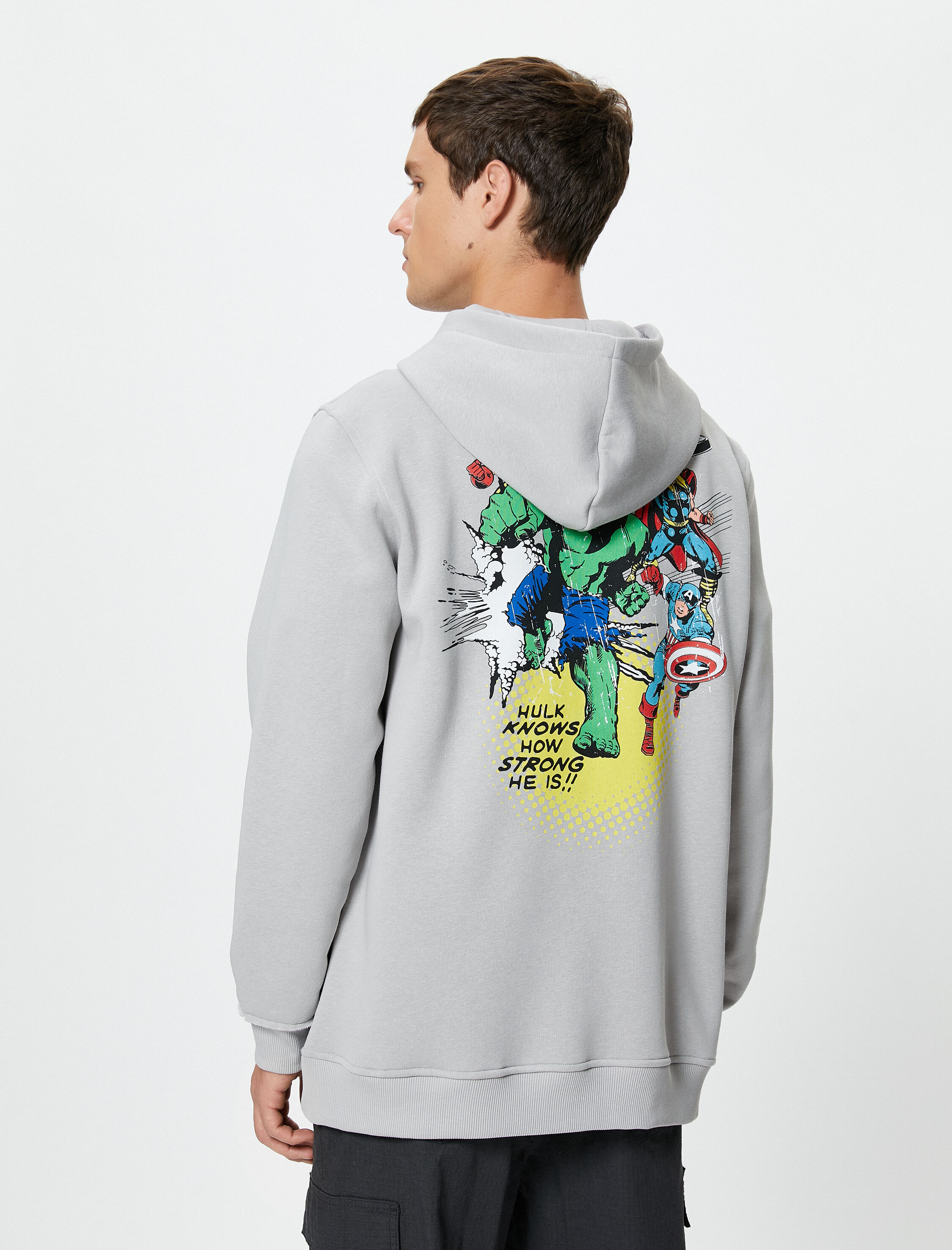   Marvel Oversize Hoodie Kanguru Cepli Lisanslı Baskılı Şardonlu