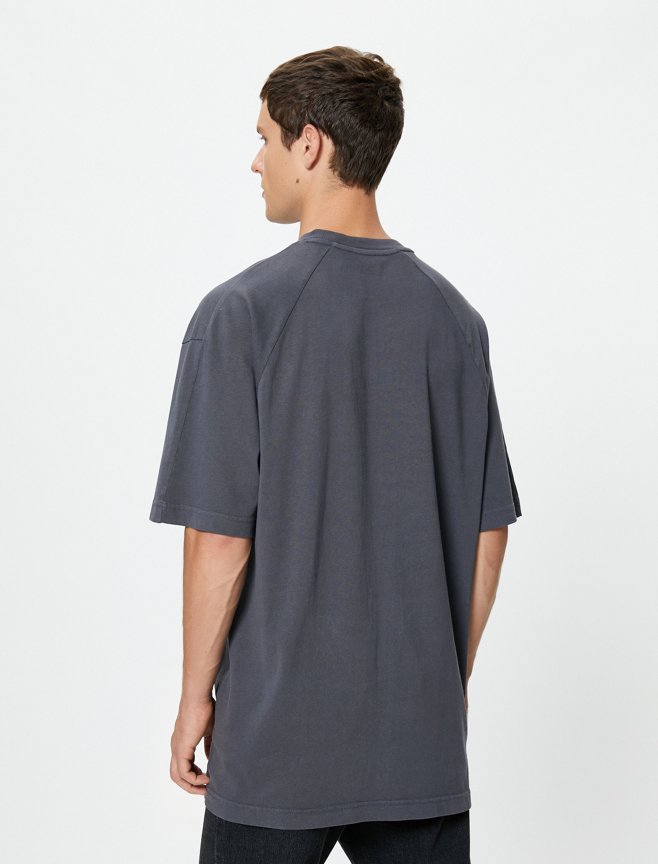   Oversize Tişört Basic Bisiklet Yaka Kısa Kollu Pamuklu