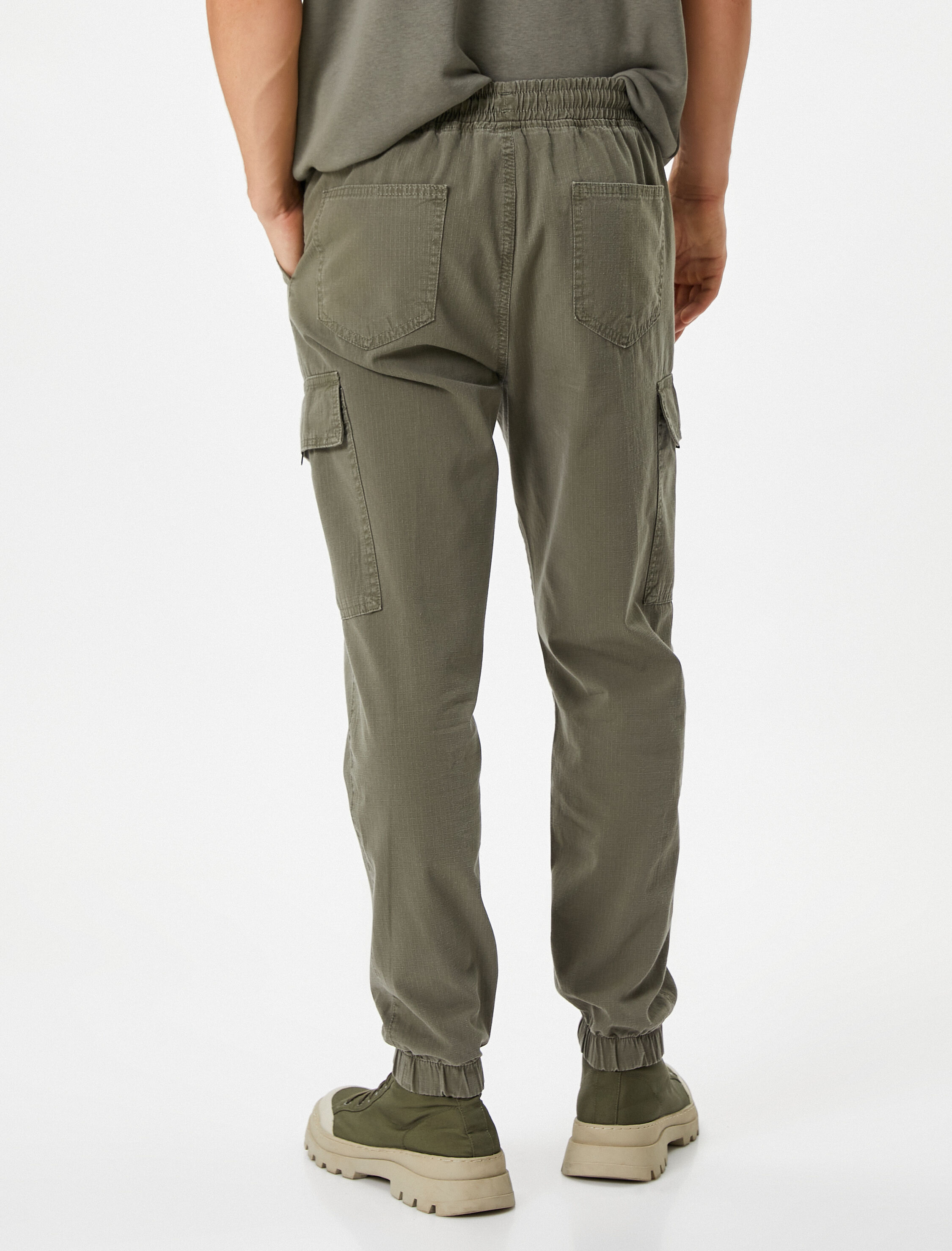 Kargo Jogger Pantolon Beli Bağcıklı Cep Detaylı Pamuklu
