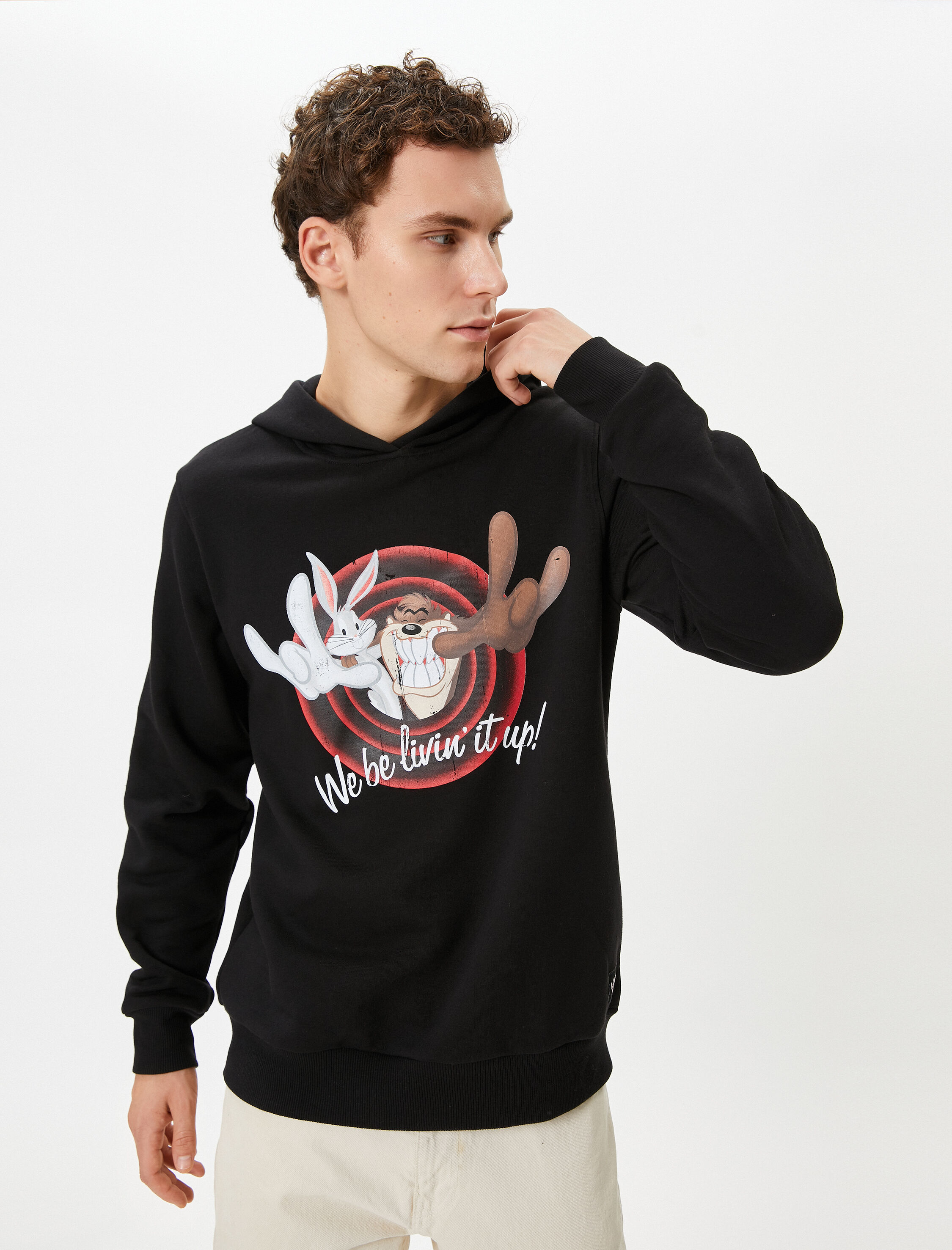   Looney Tunes Kapşonlu Sweatshirt Lisanslı Baskılı Şardonlu