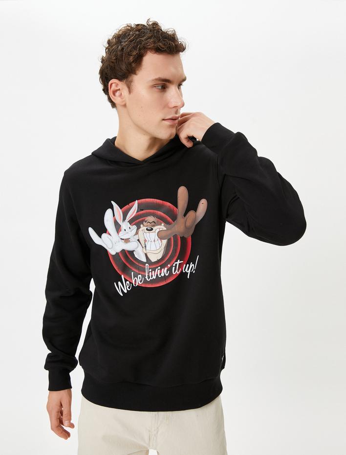 Looney Tunes Kapşonlu Sweatshirt Lisanslı Baskılı Şardonlu