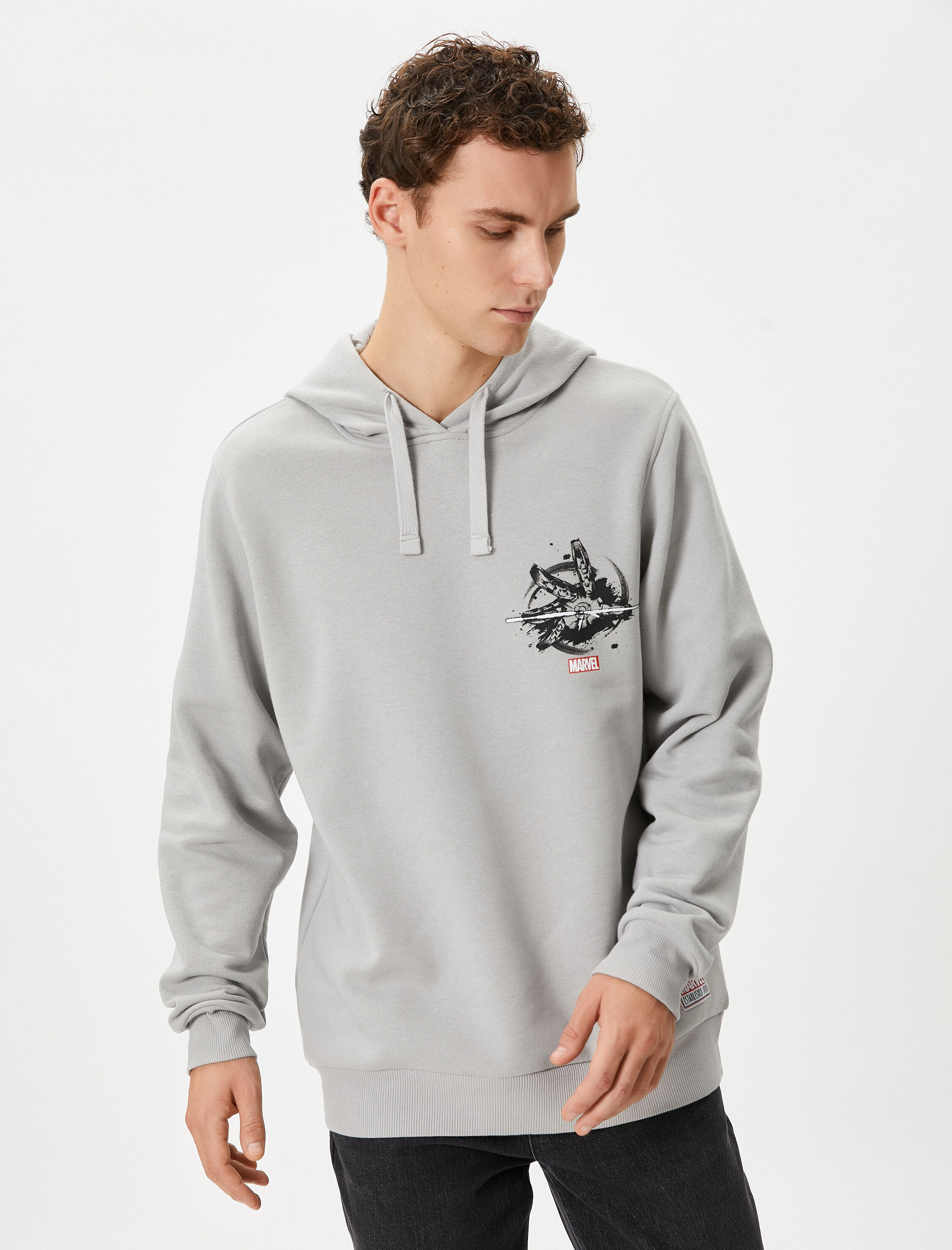   Iron Man Kapşonlu Sweatshirt Arkası Baskılı Lisanslı Şardonlu
