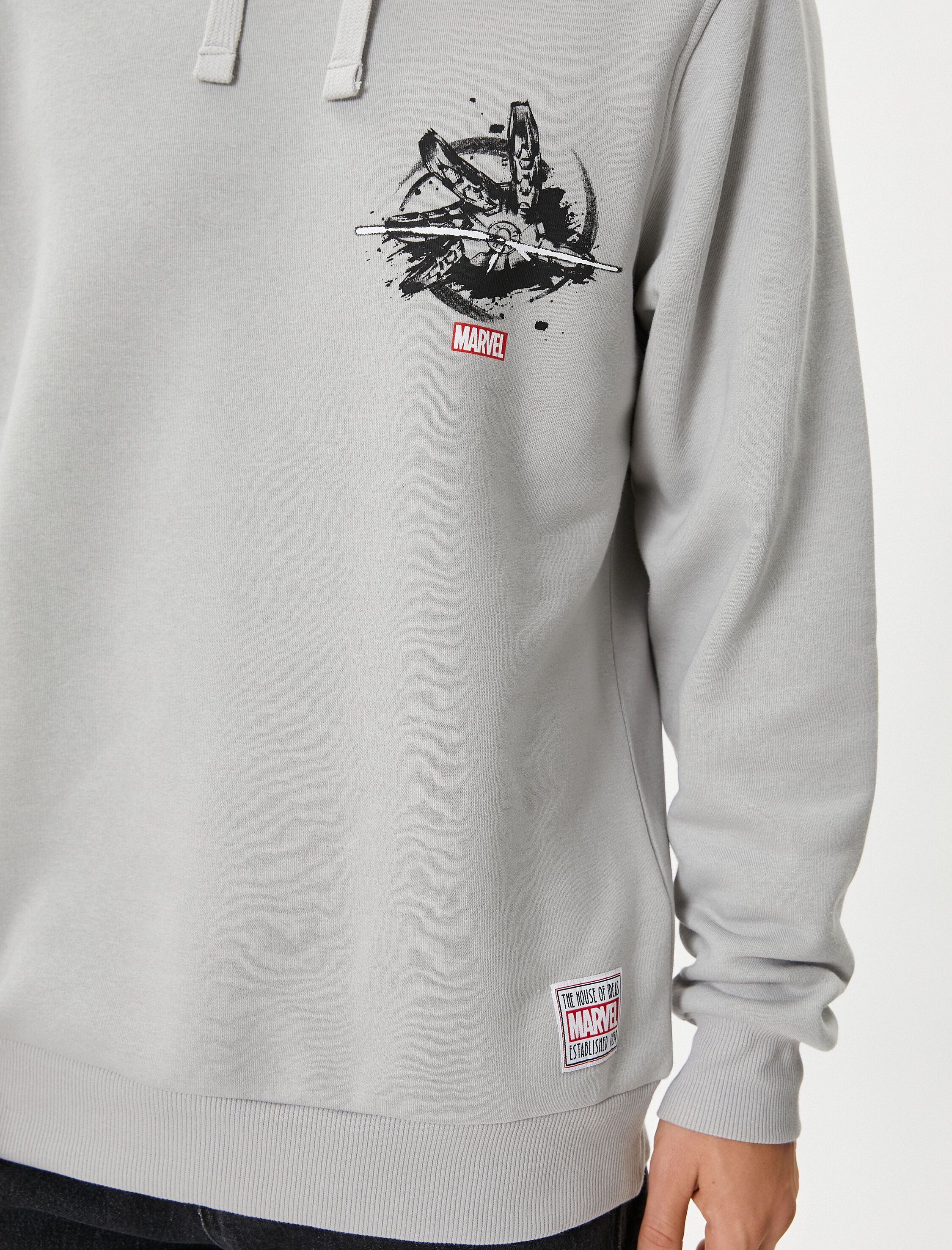   Iron Man Kapşonlu Sweatshirt Arkası Baskılı Lisanslı Şardonlu