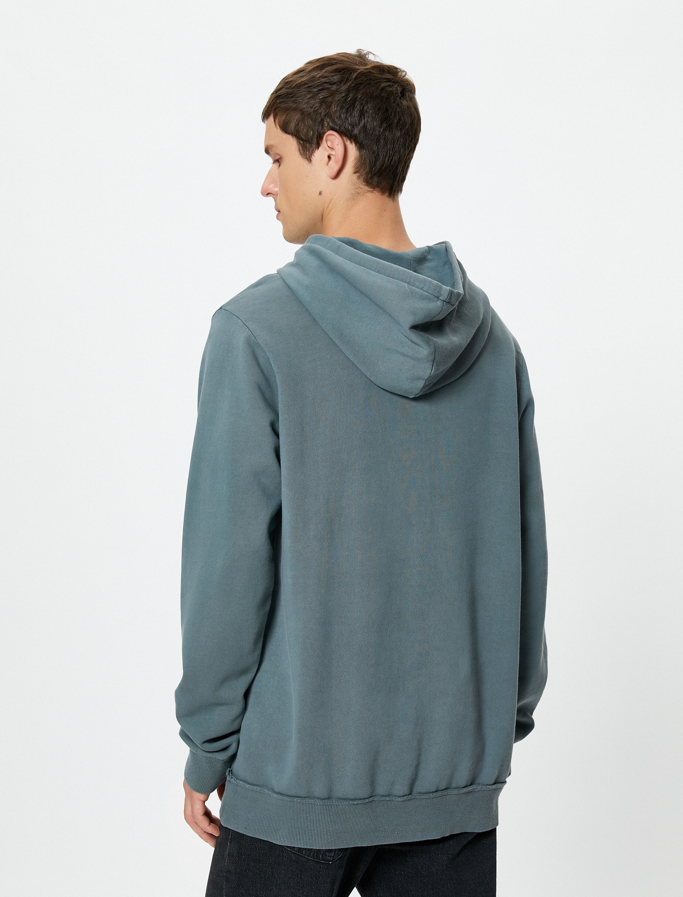   Kapşonlu Sweatshirt Slogan Baskılı Uzun Kollu Şardonlu