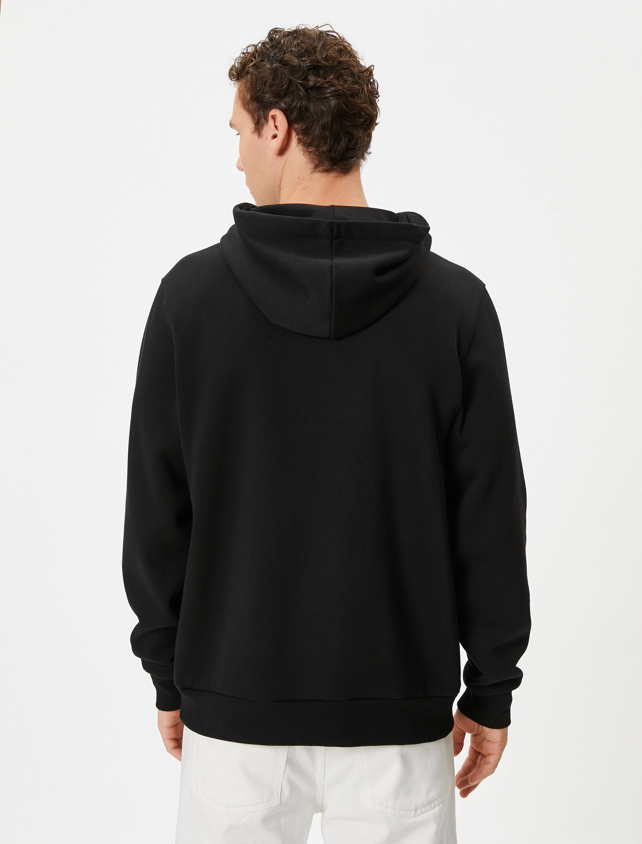   Atatürk İşlemeli Sweatshirt Kapşonlu Ribanalı Uzun Kollu Şardonlu