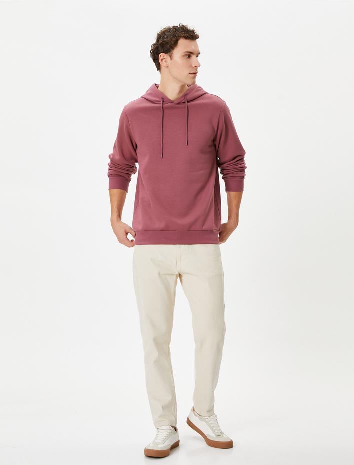  Basic Kapşonlu Sweat Uzun Kollu Şardonlu