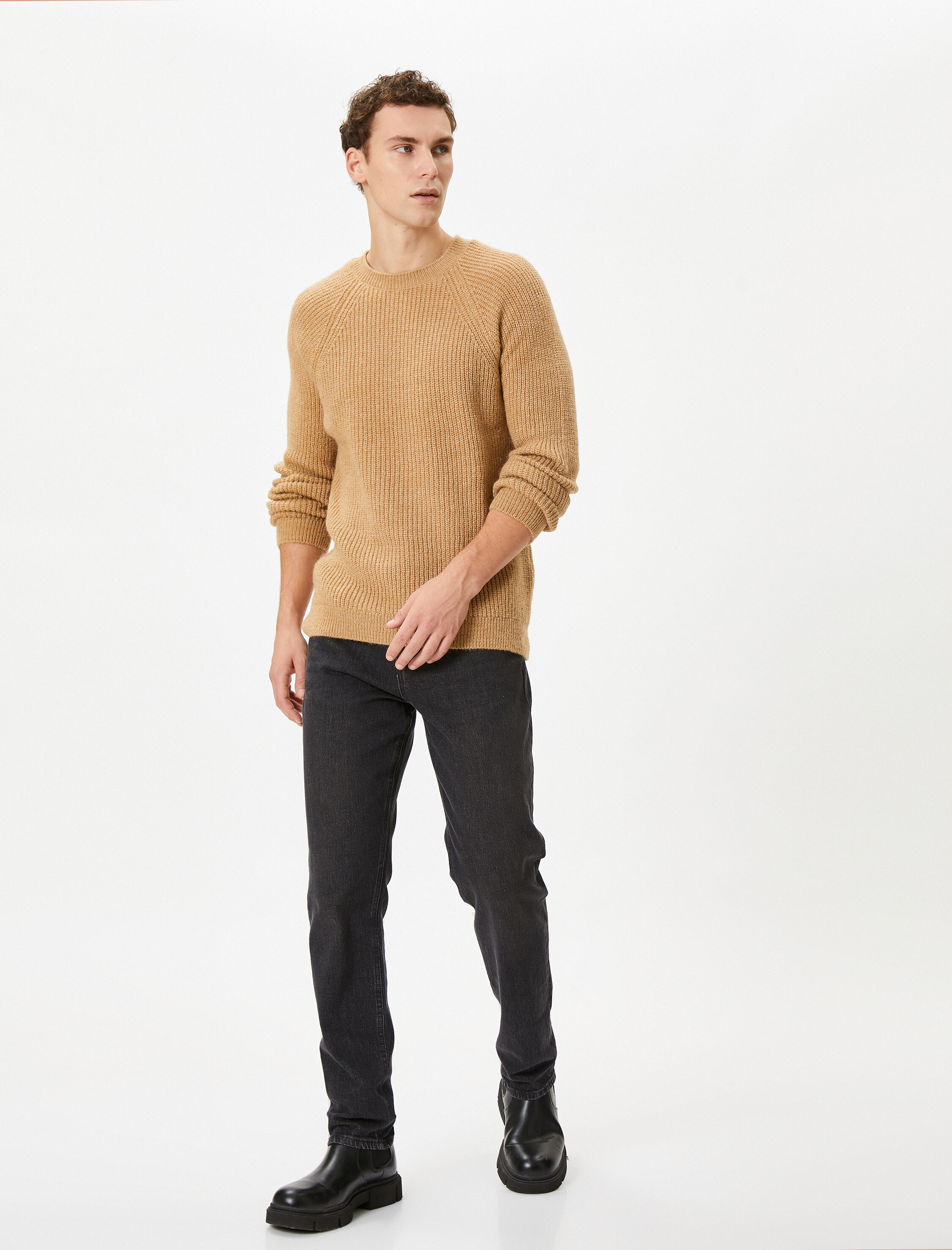 Triko Kazak Bisiklet Yaka Yumuşak Dokulu Slim Fit Uzun Kollu