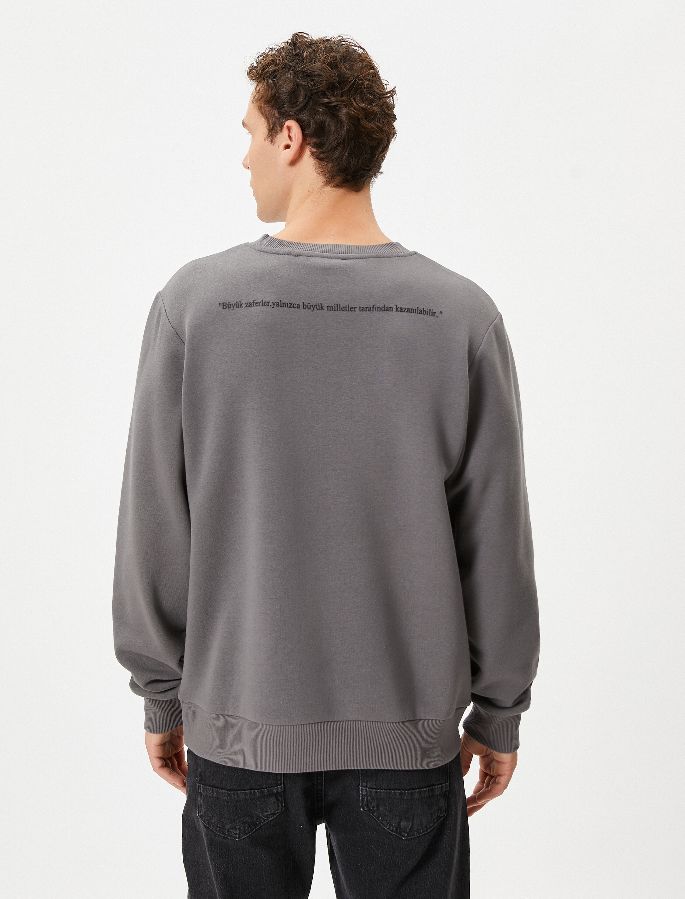   Atatürk İmza İşlemeli Sweatshirt Arkası Baskılı Şardonlu 100.Yıla Özel