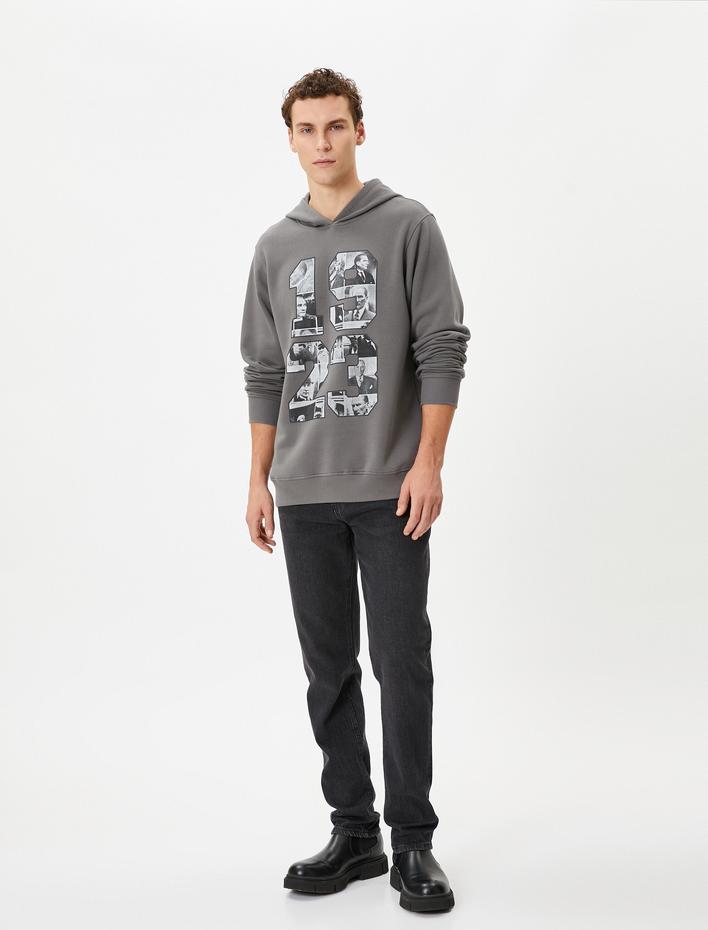  Atatürk Baskılı Şardonlu Kapşonlu Sweatshirt 100.Yıla Özel