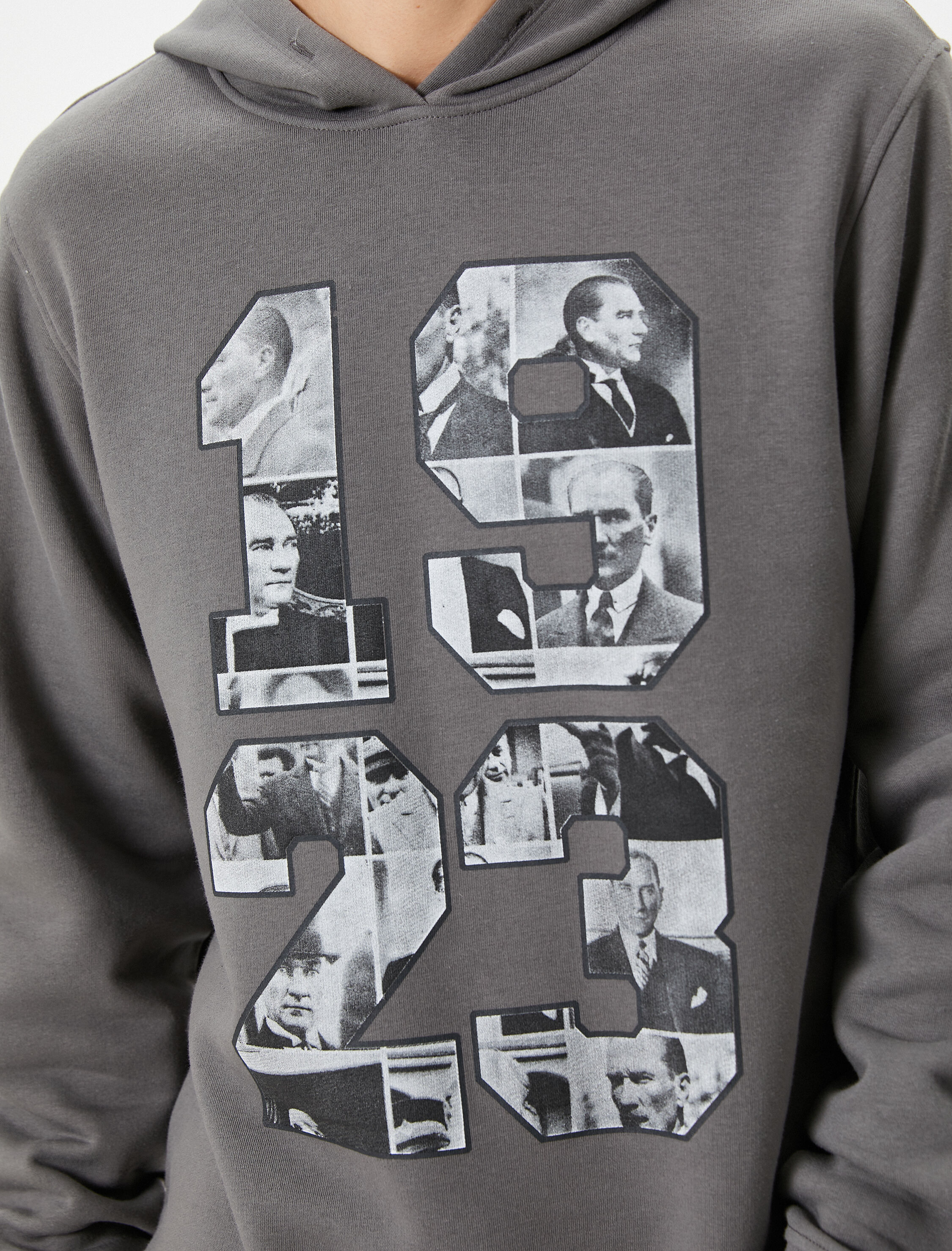  Atatürk Baskılı Şardonlu Kapşonlu Sweatshirt 100.Yıla Özel