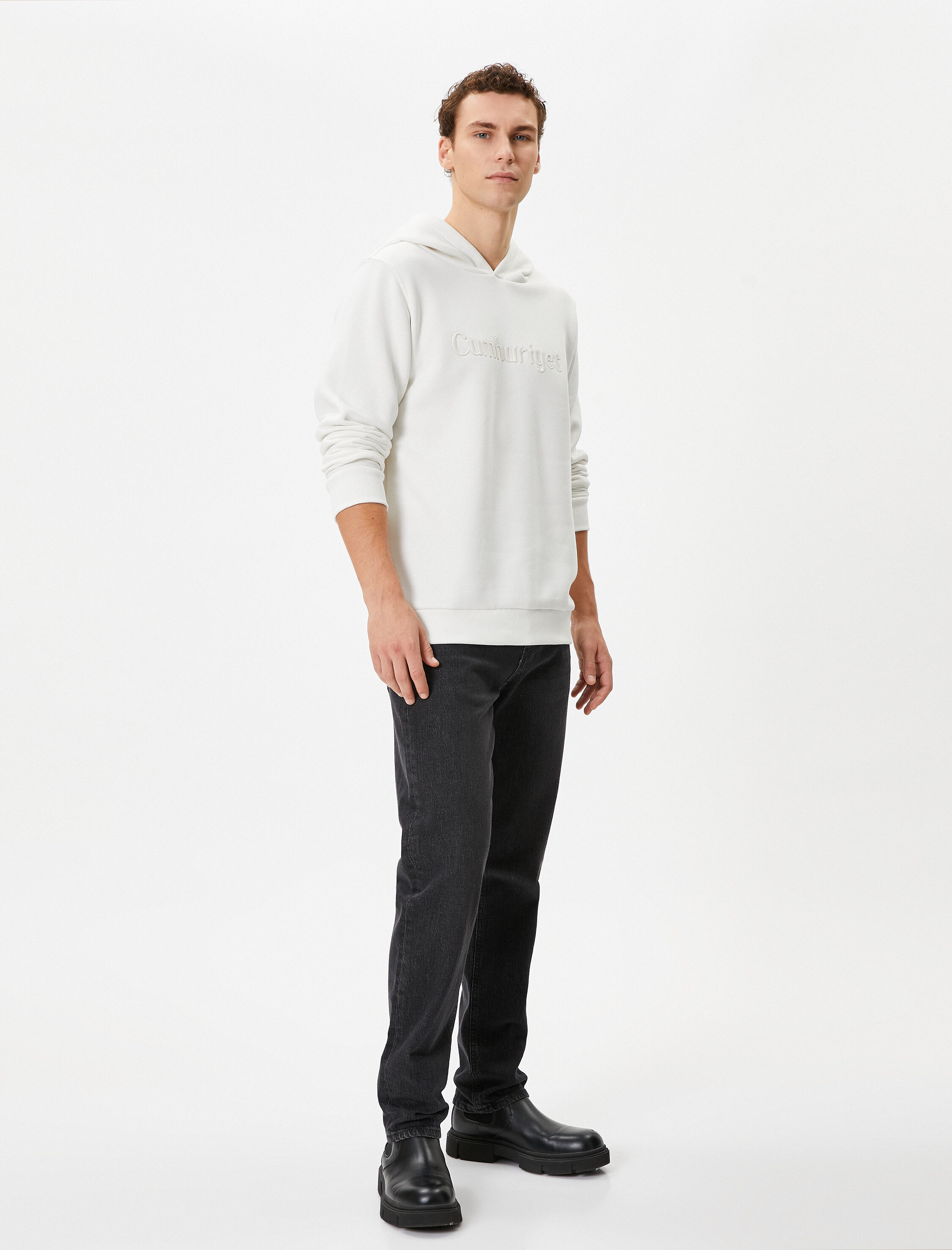   Cumhuriyet İşlemeli Kapşonlu Sweatshirt Şardonlu 100. Yıla Özel